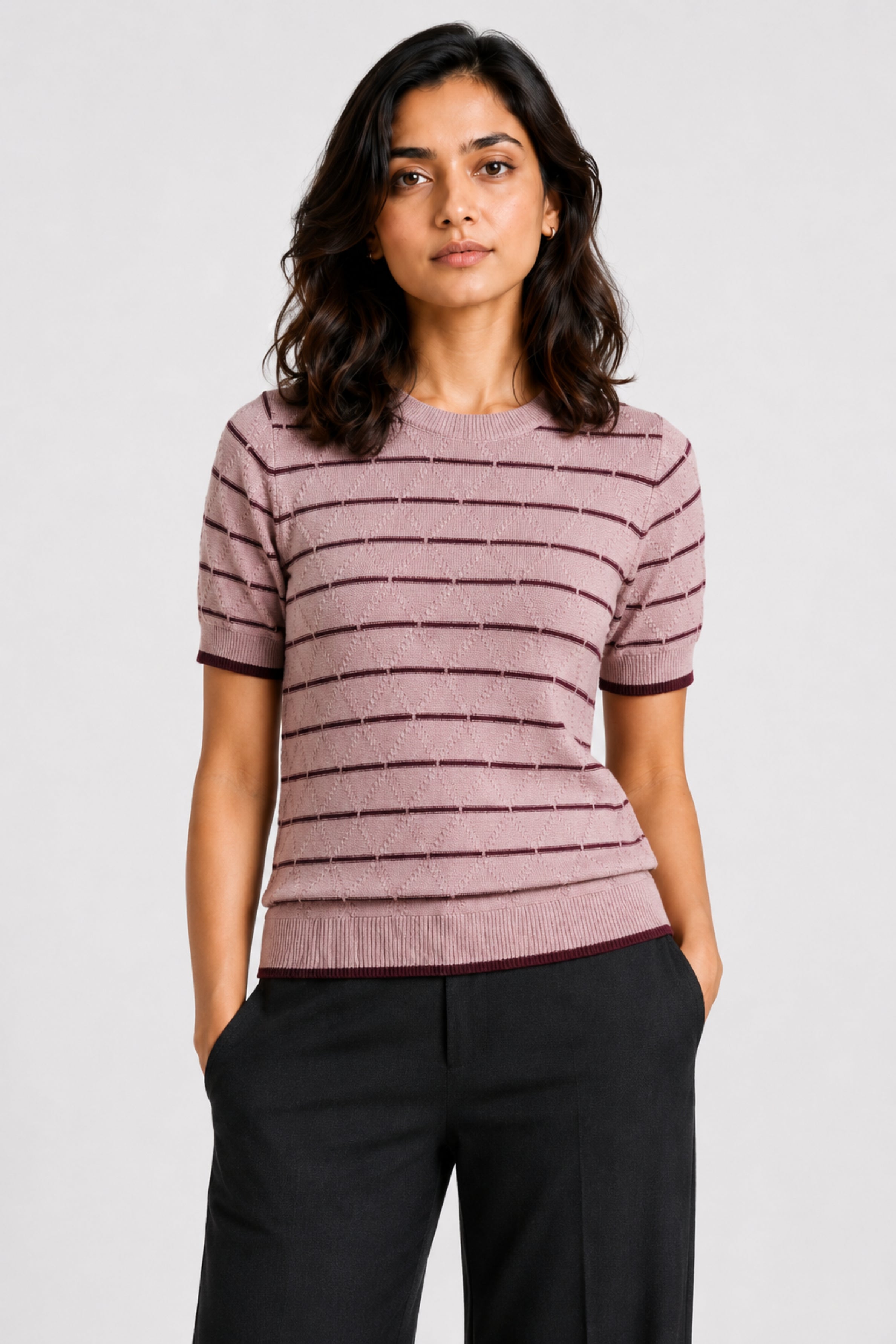 MODANO Crew Neck Short Sleeve Tees - Peach