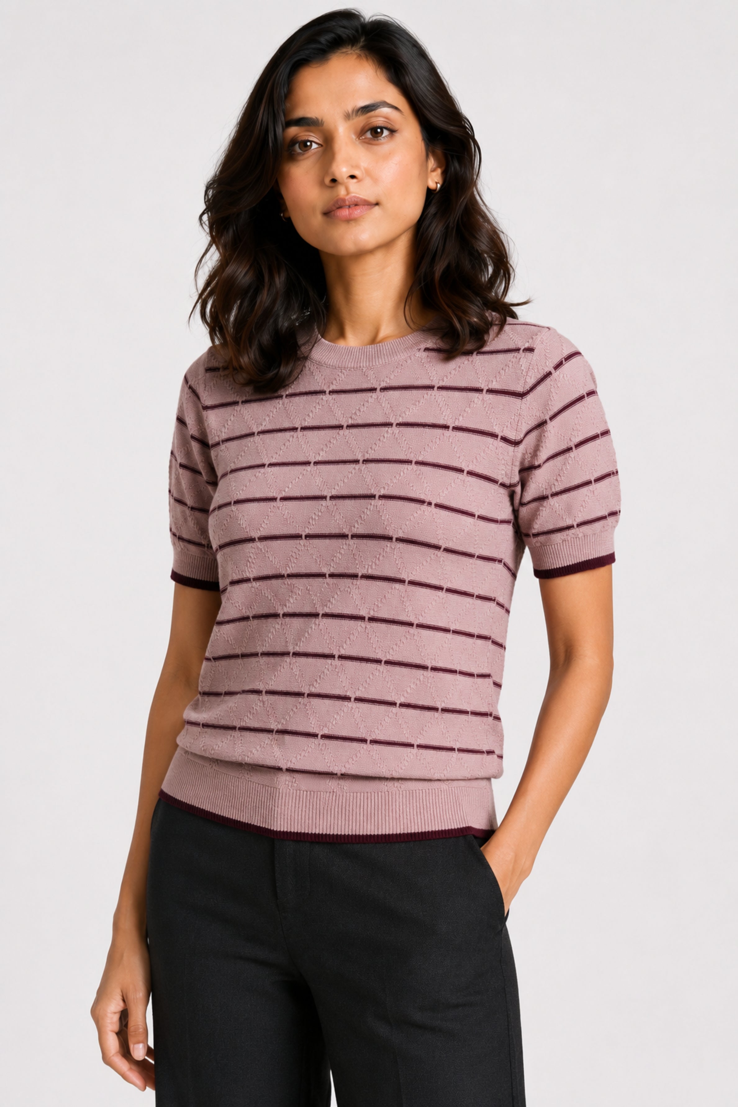 MODANO Crew Neck Short Sleeve Tees - Peach