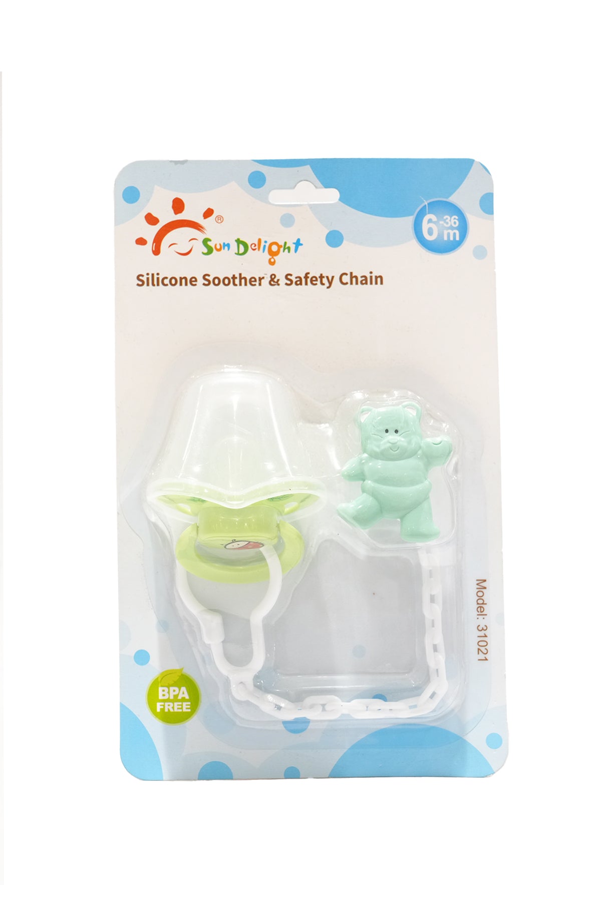 Sun Delight Silicone Soother & Safety Chain For Babies