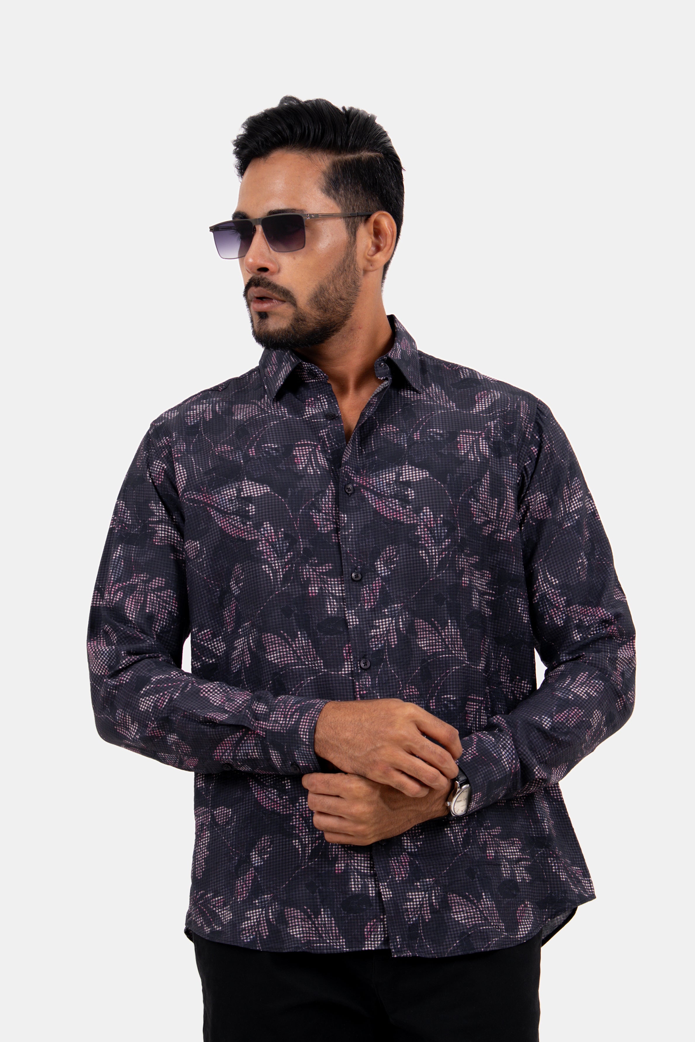 King Street Men's Casual Printed Shirt