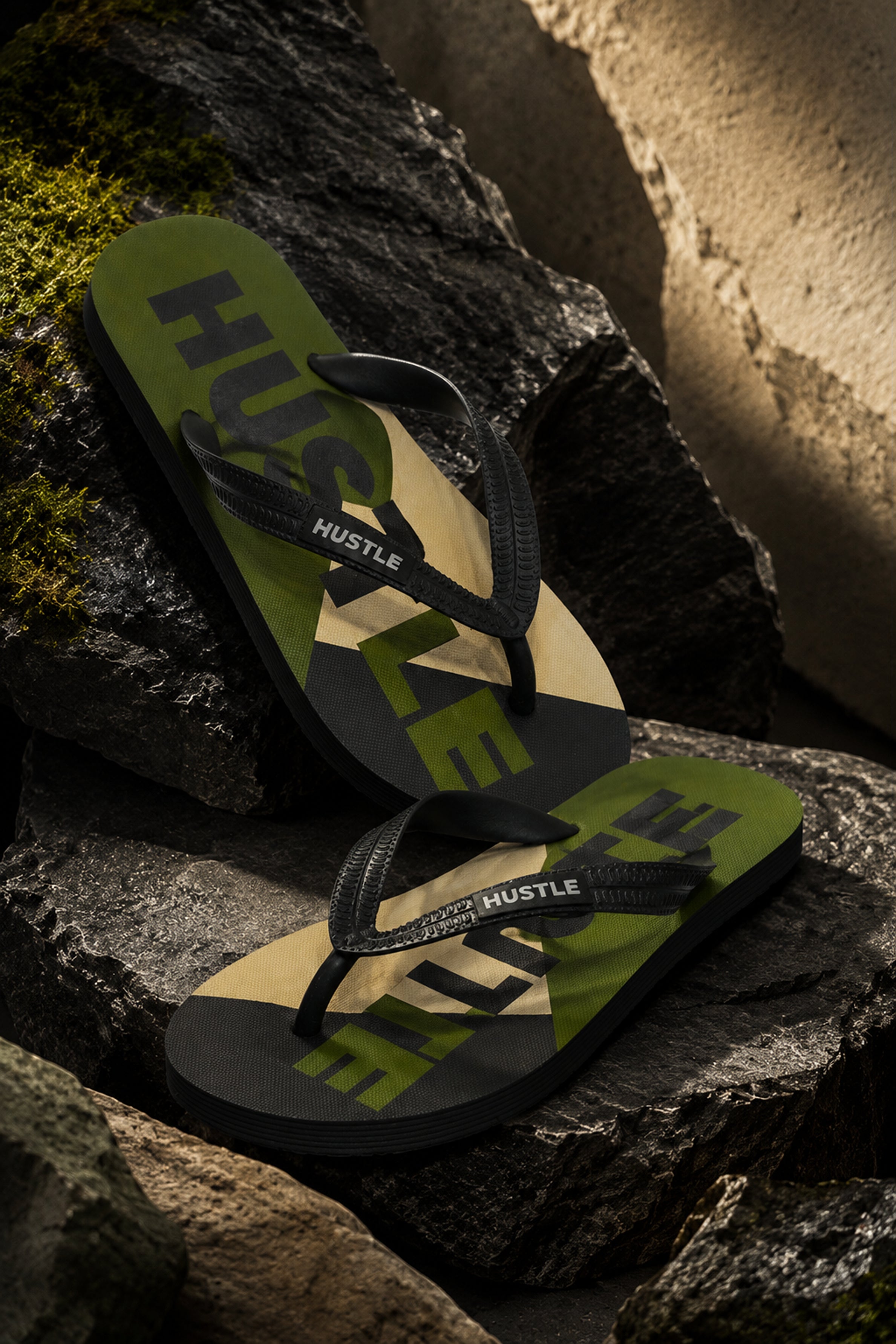 HUSTLE Men's  Flip Flops - Green