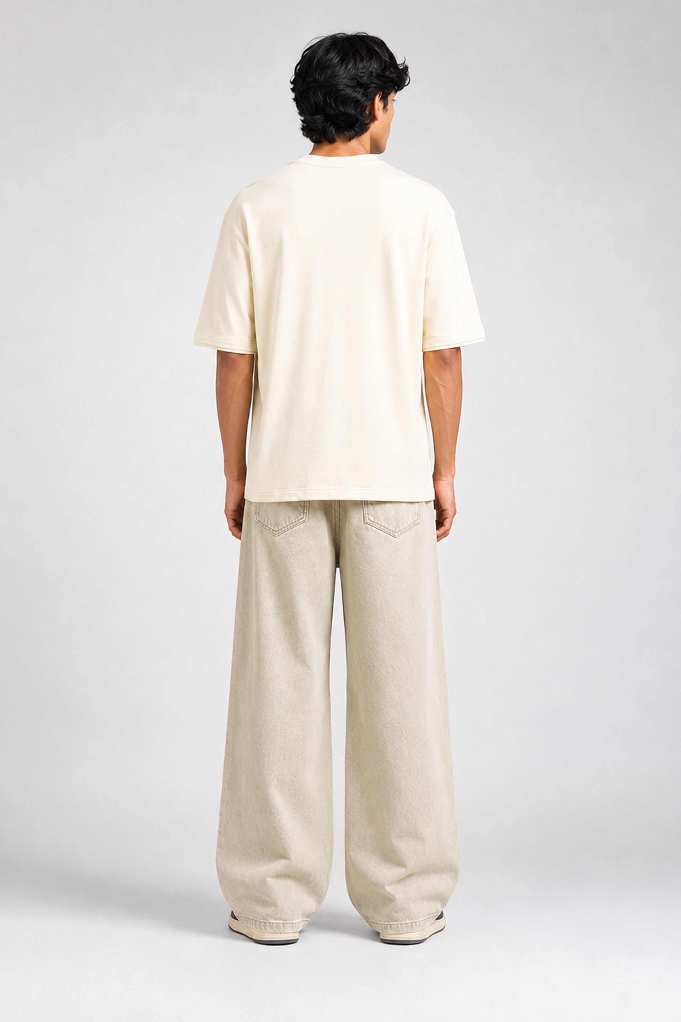 HUSTLE Essentials Men's Crew Neck Oversized Tees - White