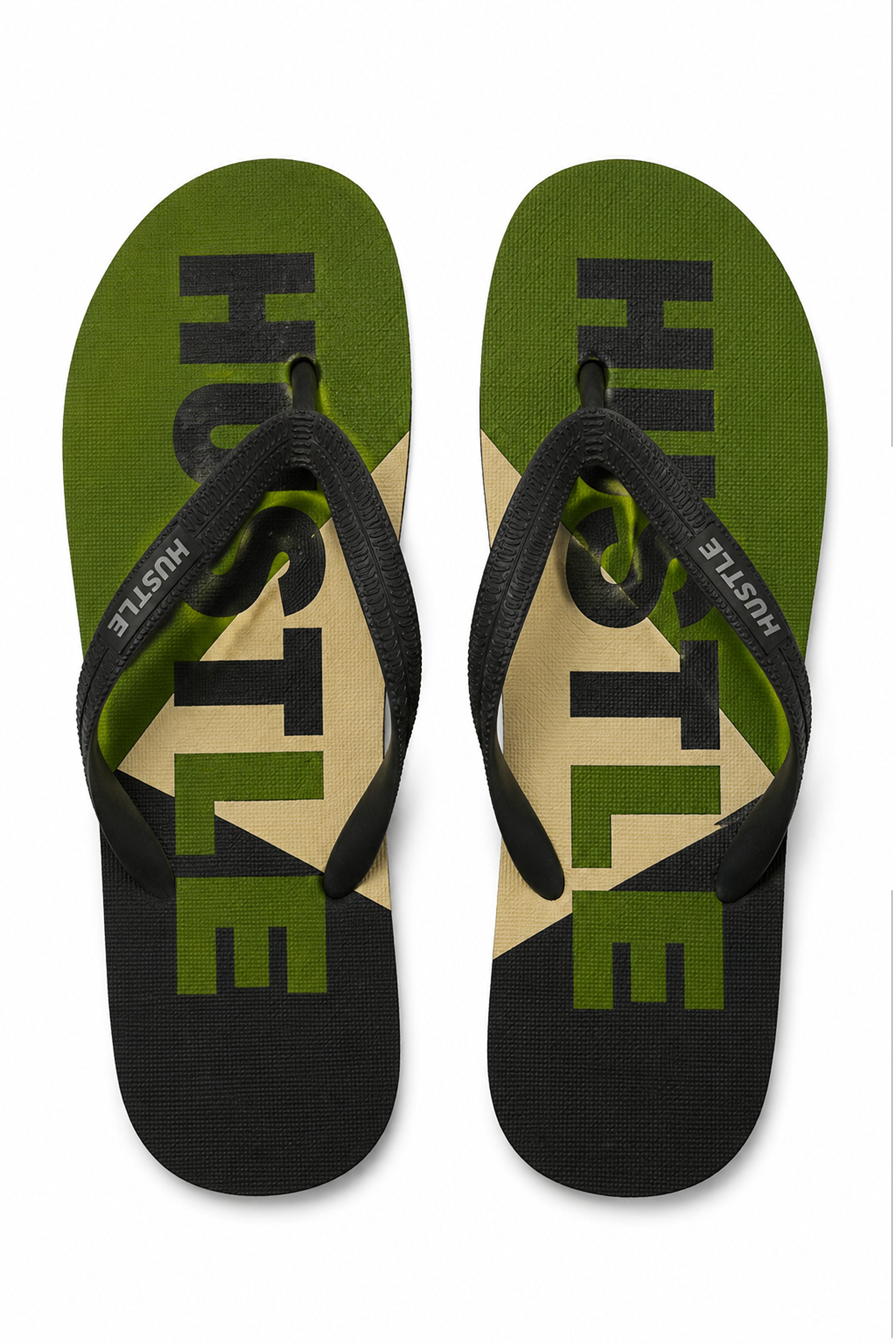 HUSTLE Men's Green Flip Flops