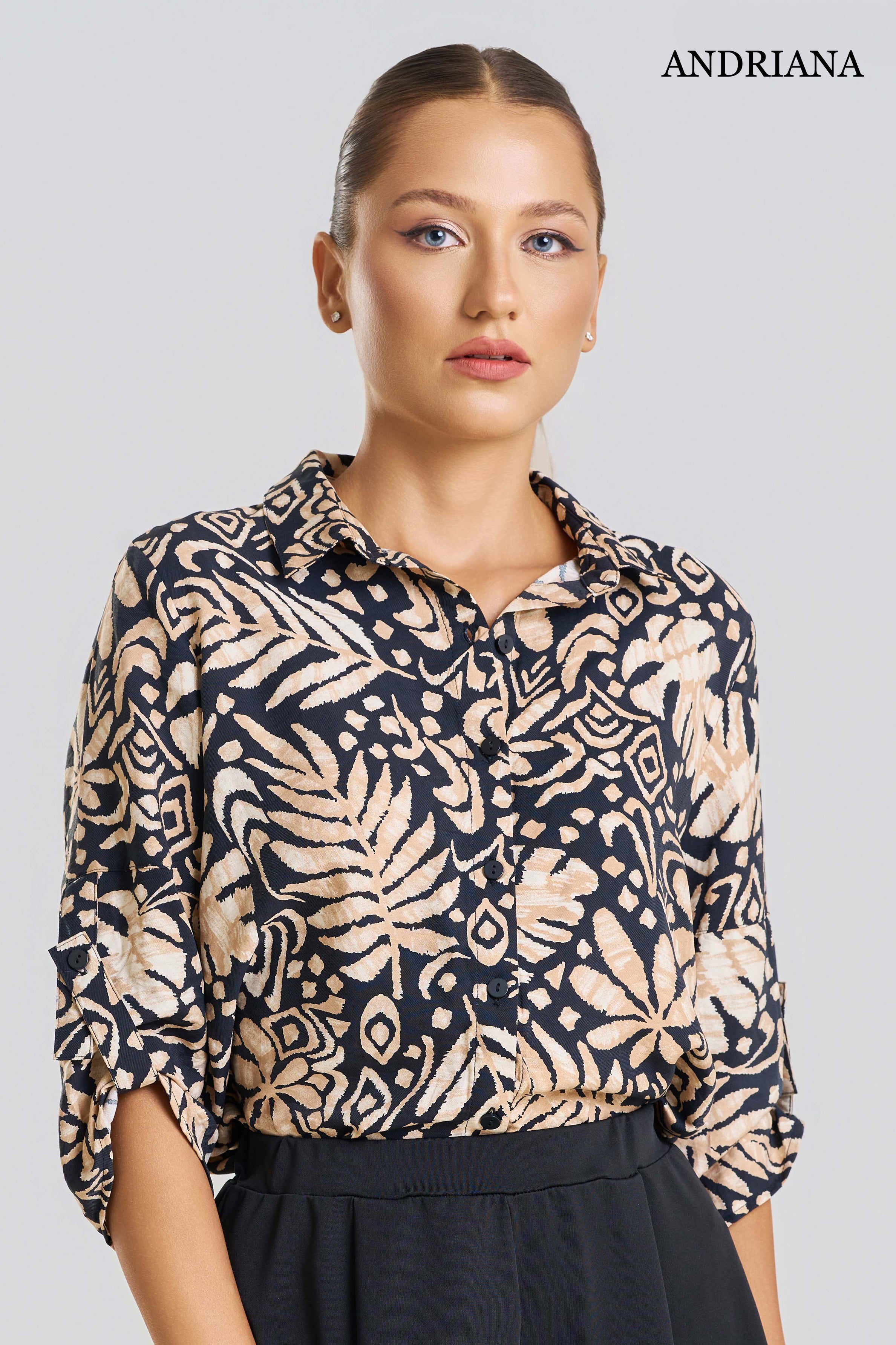 Andriana Women's Printed Blouse - Formal Wear