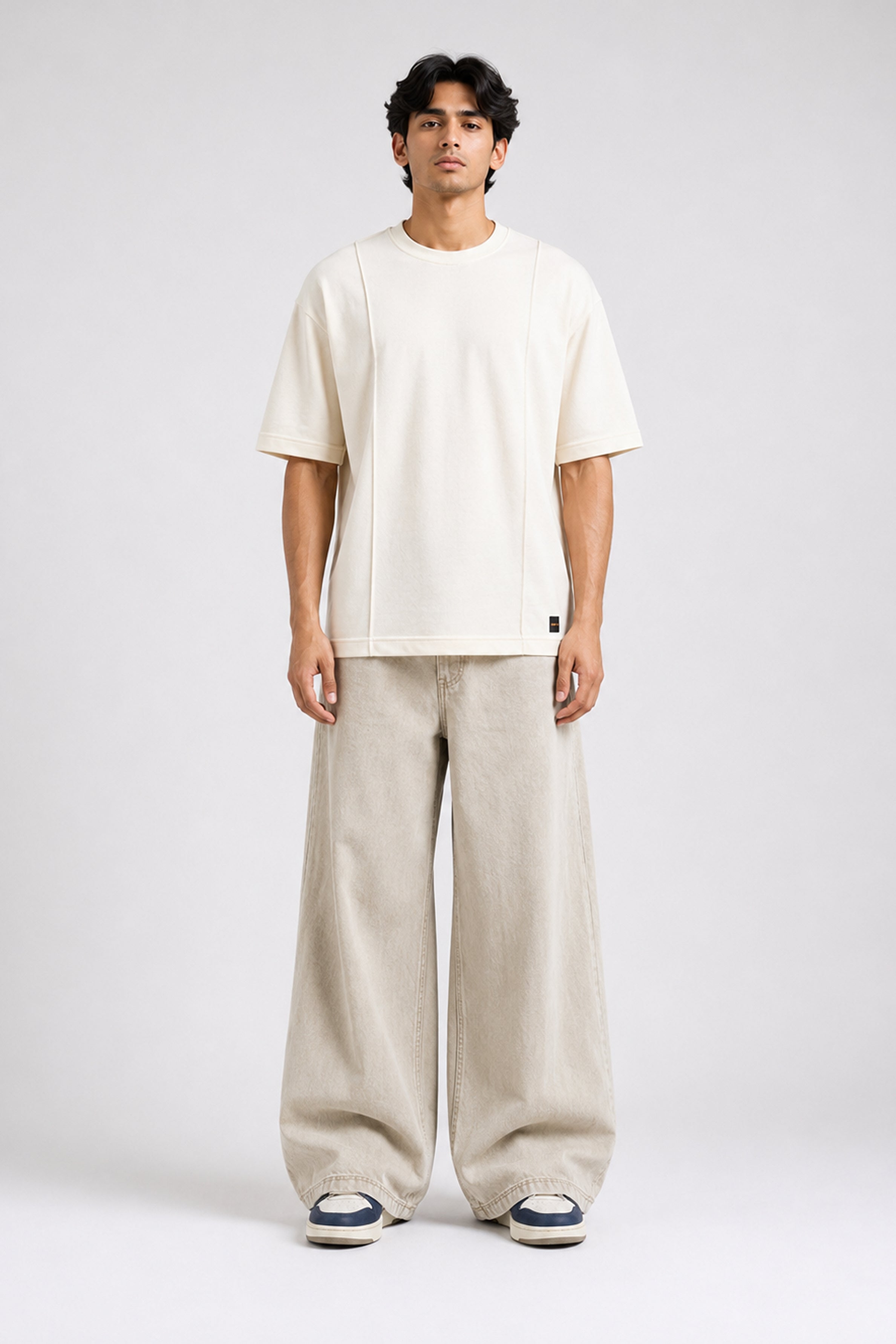 HUSTLE Essentials Men's Crew Neck Oversized Tees - White