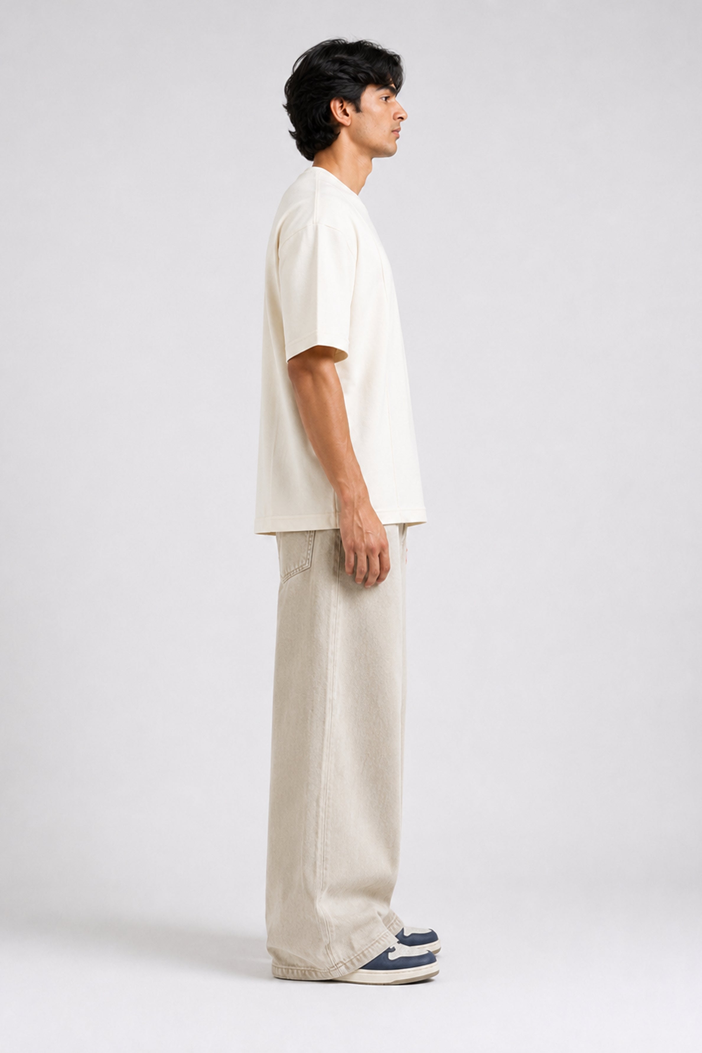 HUSTLE Essentials Men's Crew Neck Oversized Tees - White