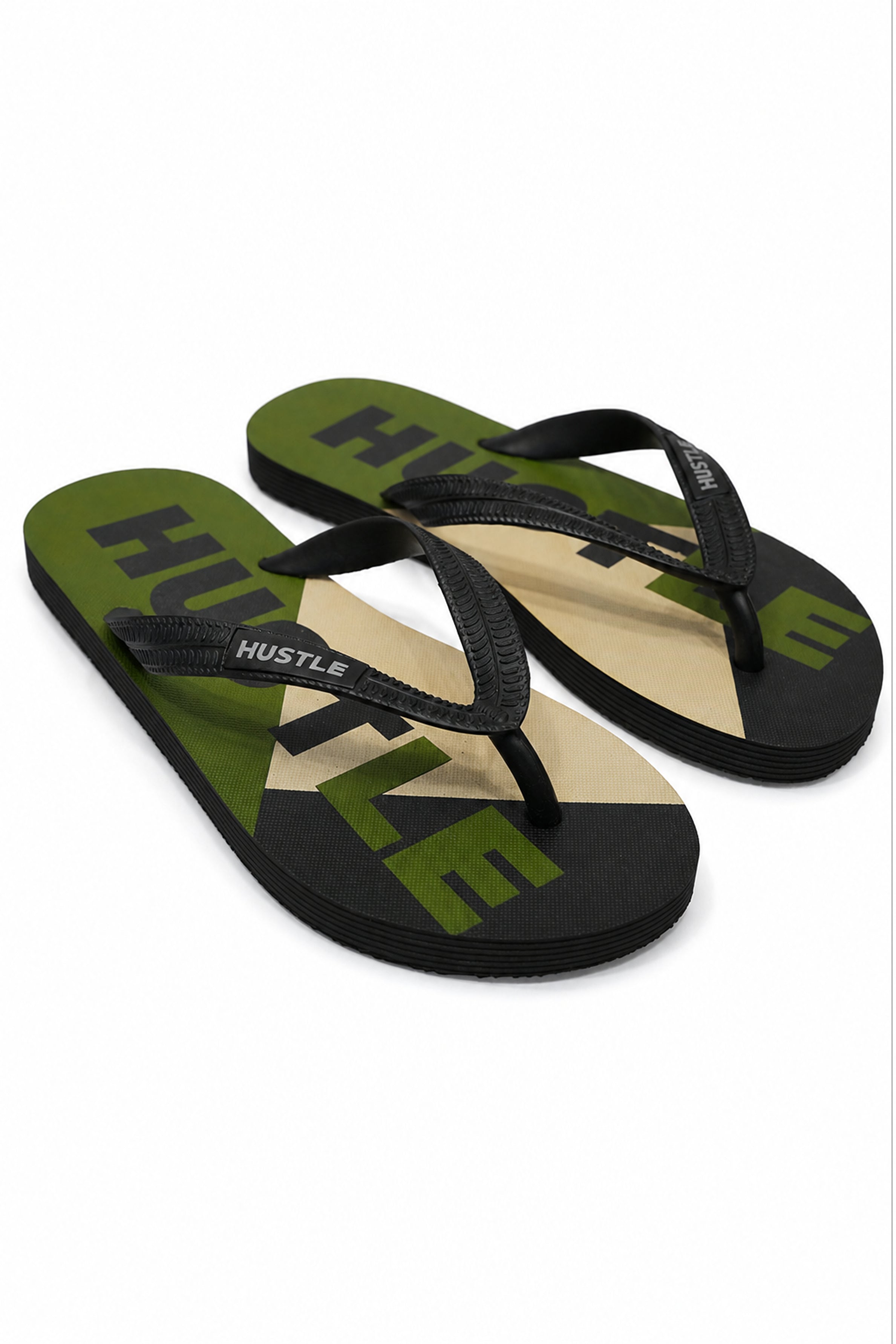 HUSTLE Men's Green Flip Flops