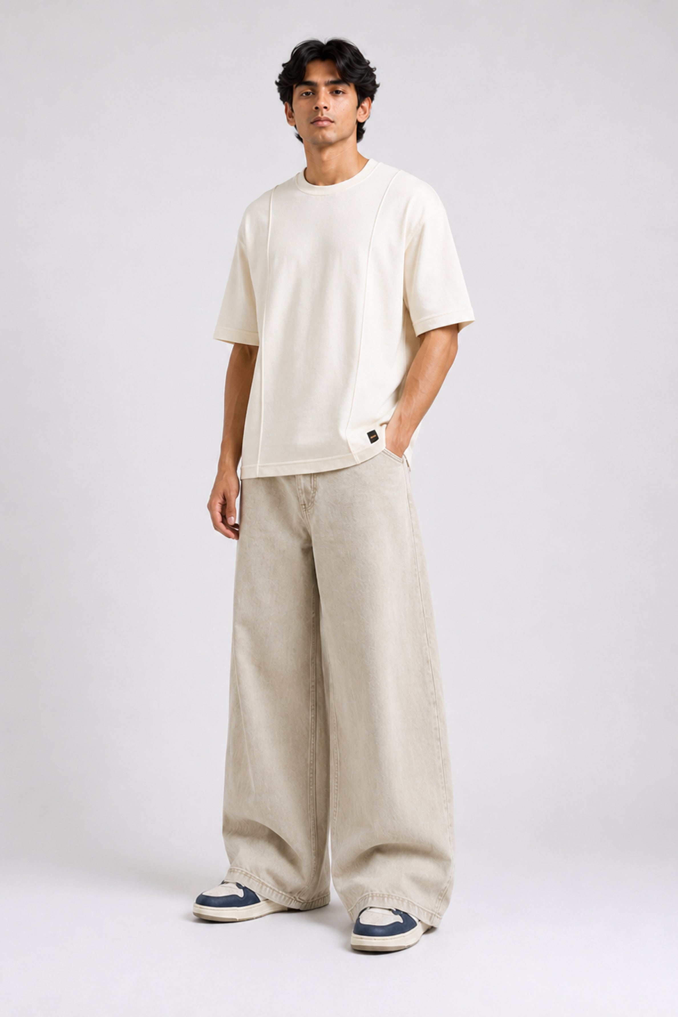 HUSTLE Essentials Men's Crew Neck Oversized Tees - White