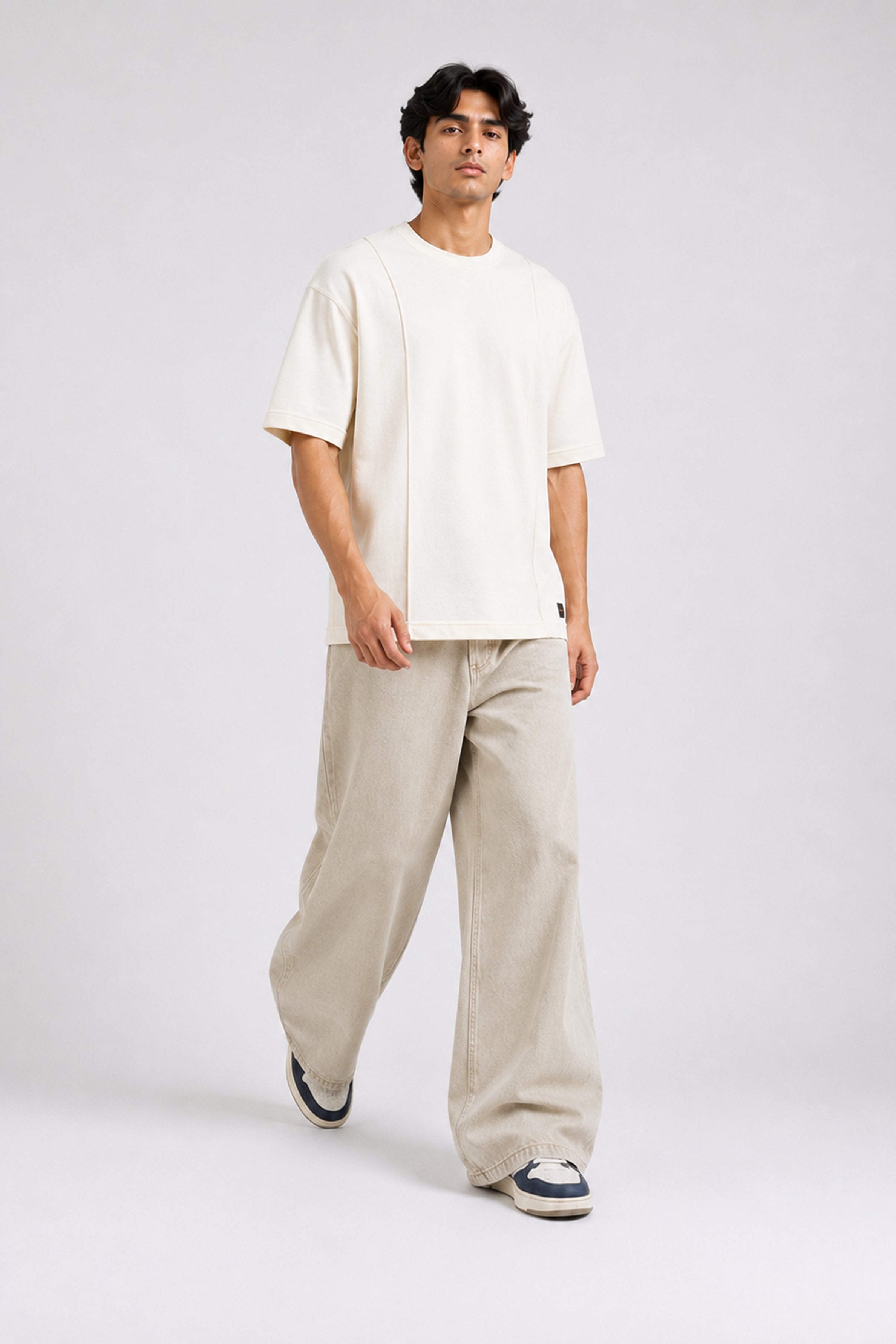 HUSTLE Essentials Men's Crew Neck Oversized Tees - White