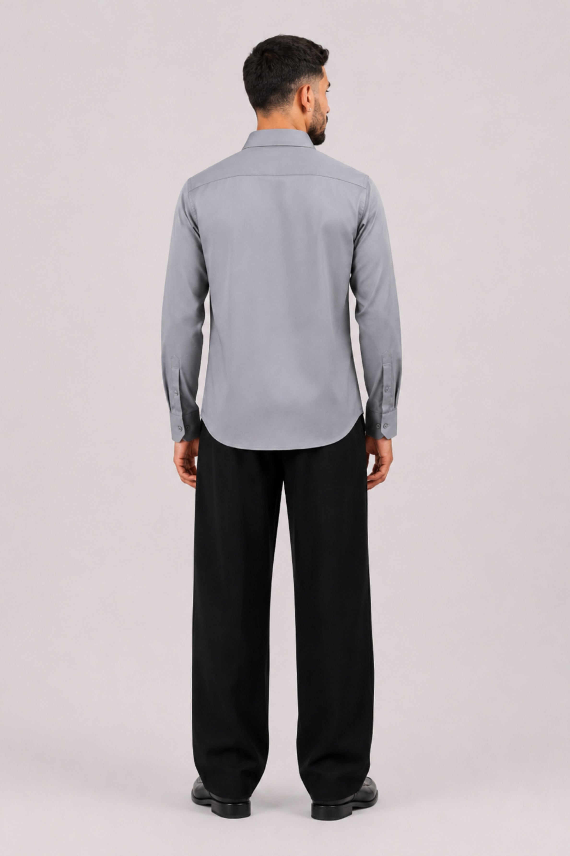 GENZ Formal Slim Fit Long Sleeve Shirt - Grey