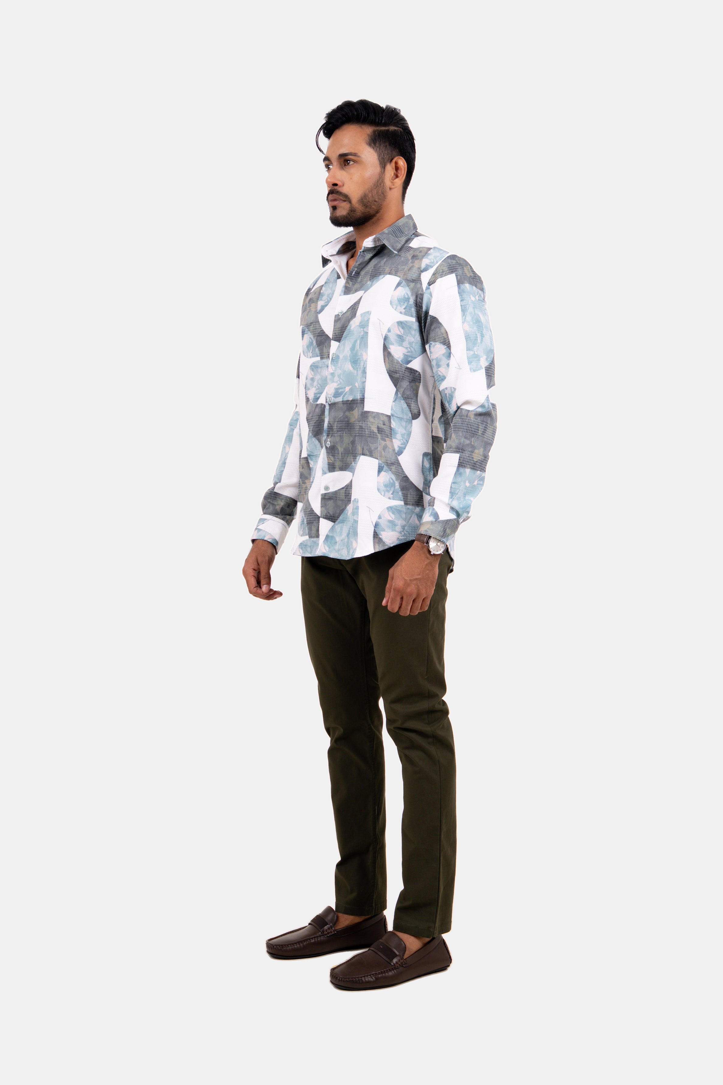 King Street Men's Casual Printed Shirt