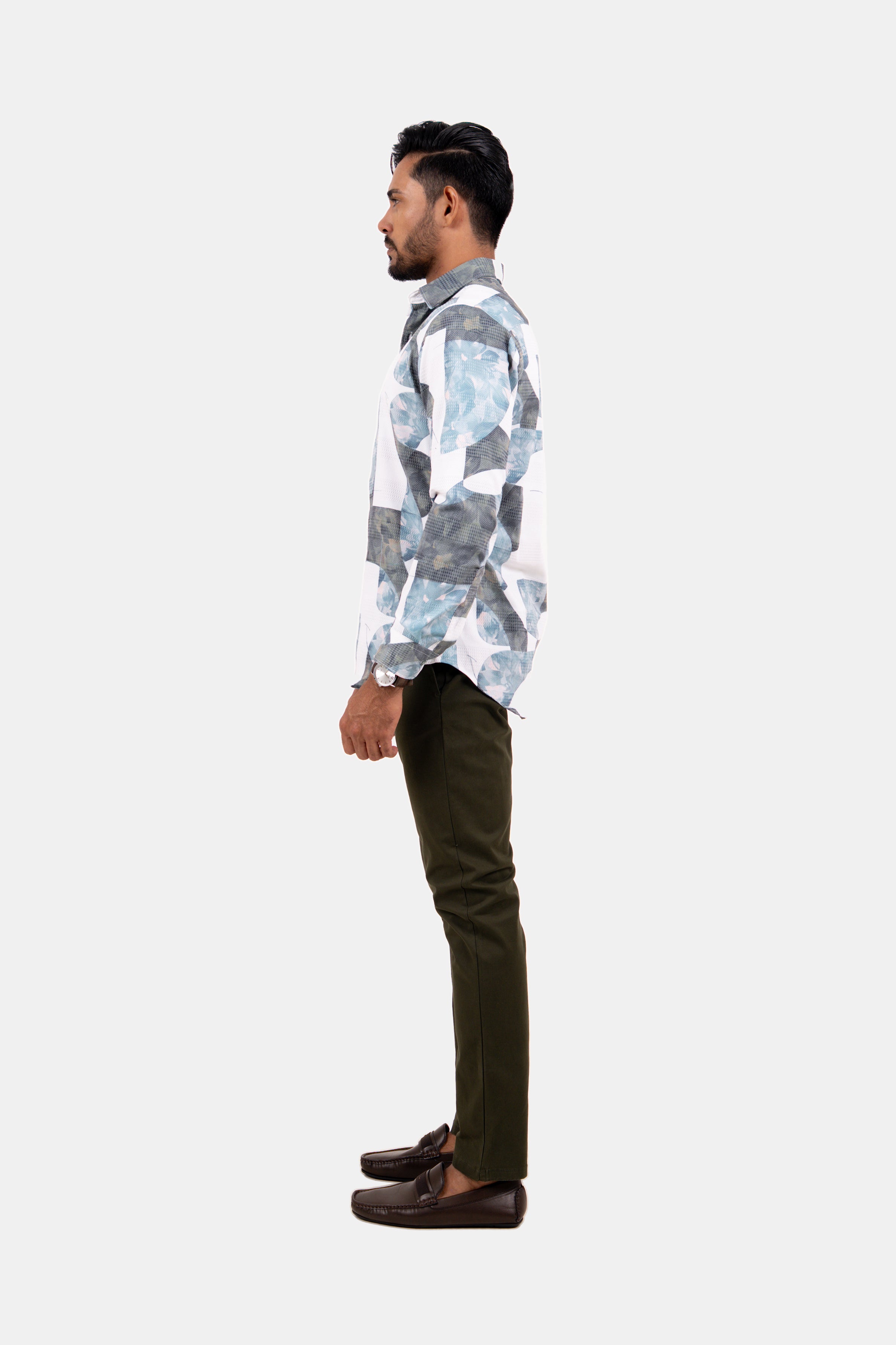 King Street Men's Casual Printed Shirt