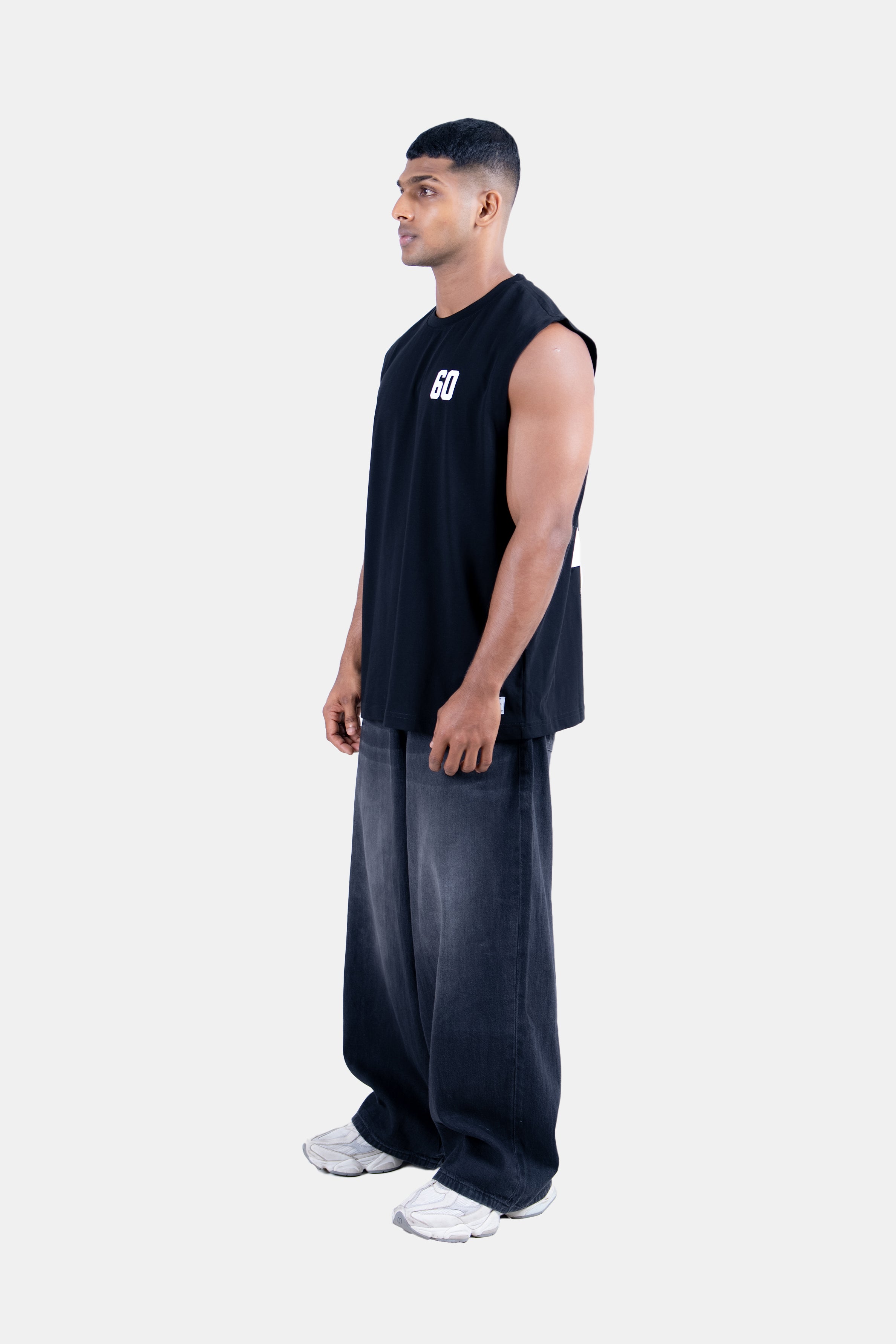 Hustle Men's Skinny Crew Neck T-Shirt - Black