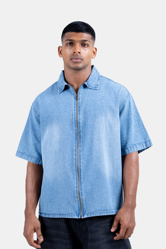 Hustle Men's Denim Shirt - Blue