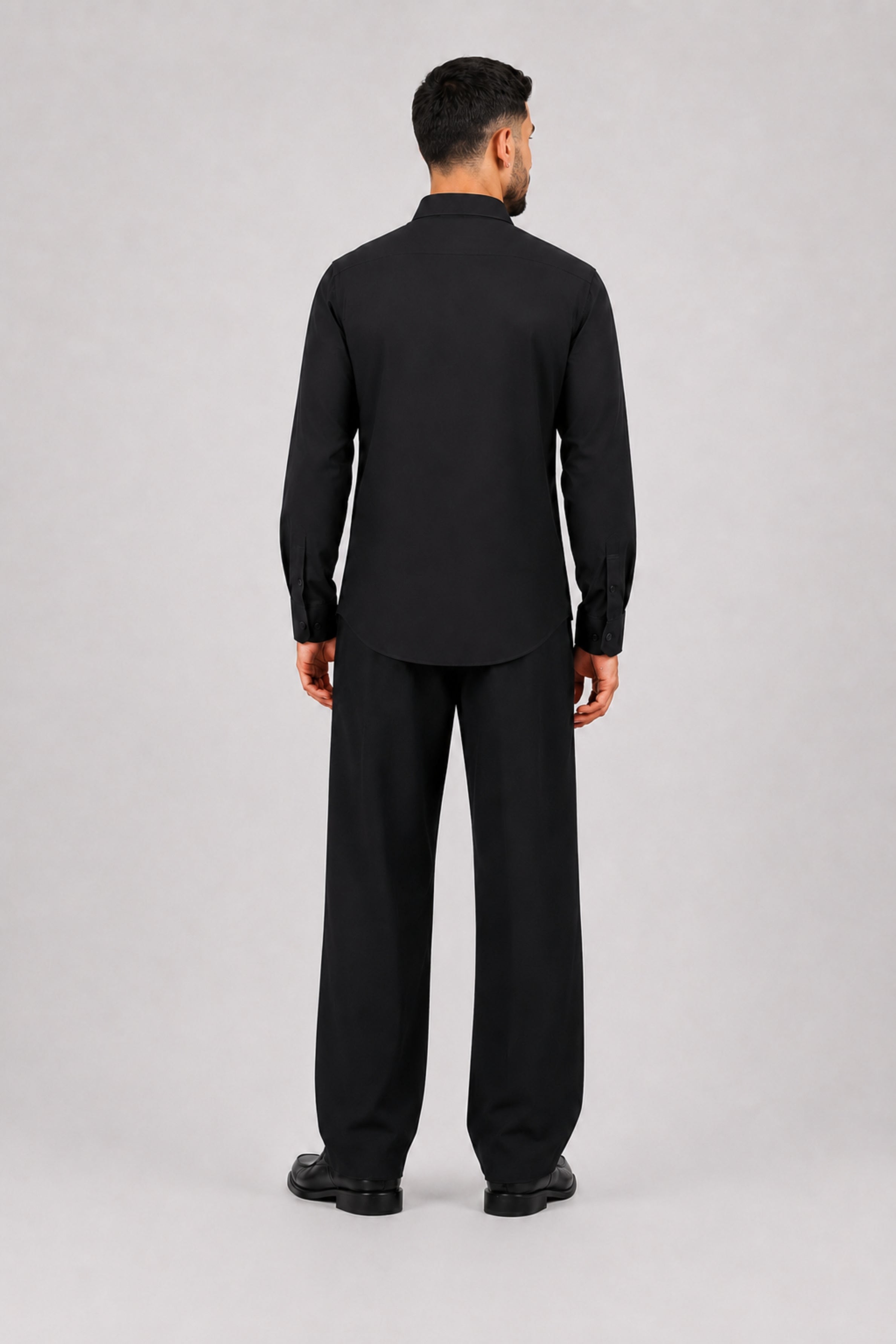 GENZ Formal Slim Fit Long Sleeve Shirt - Black