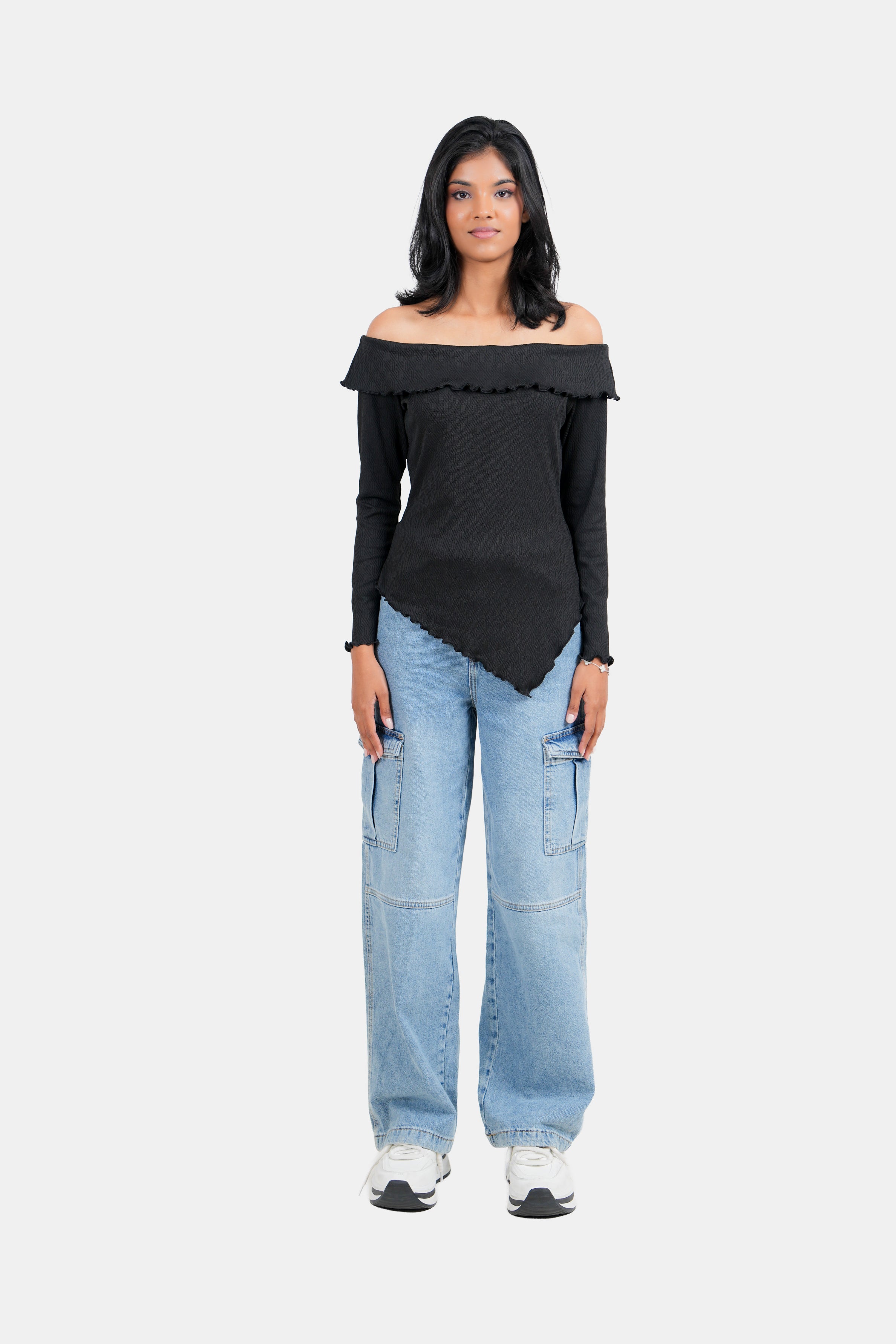 Modano Women's Long Sleeve Off-shoulder T-Shirt - Casual Wear