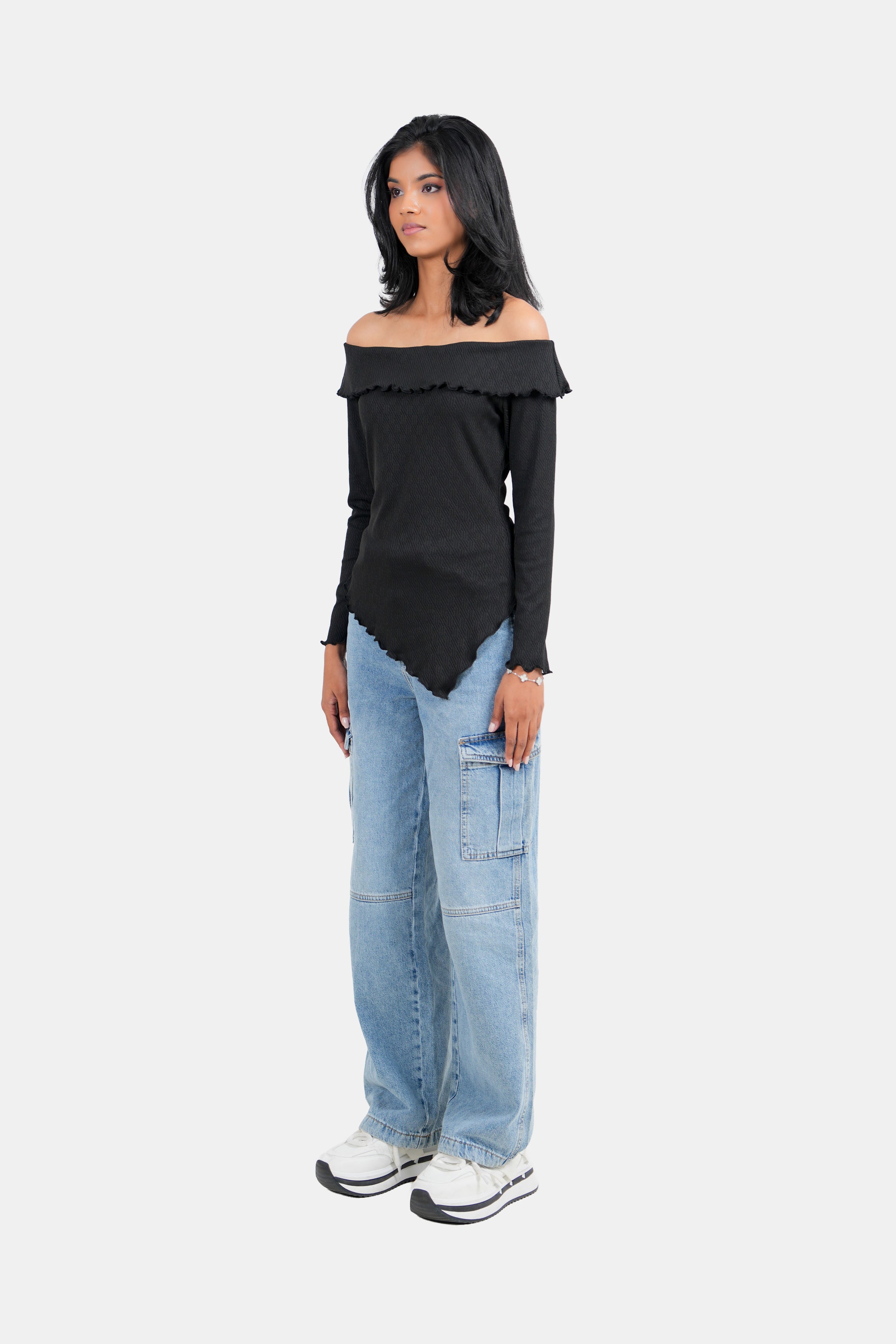 Modano Women's Long Sleeve Off-shoulder T-Shirt - Casual Wear