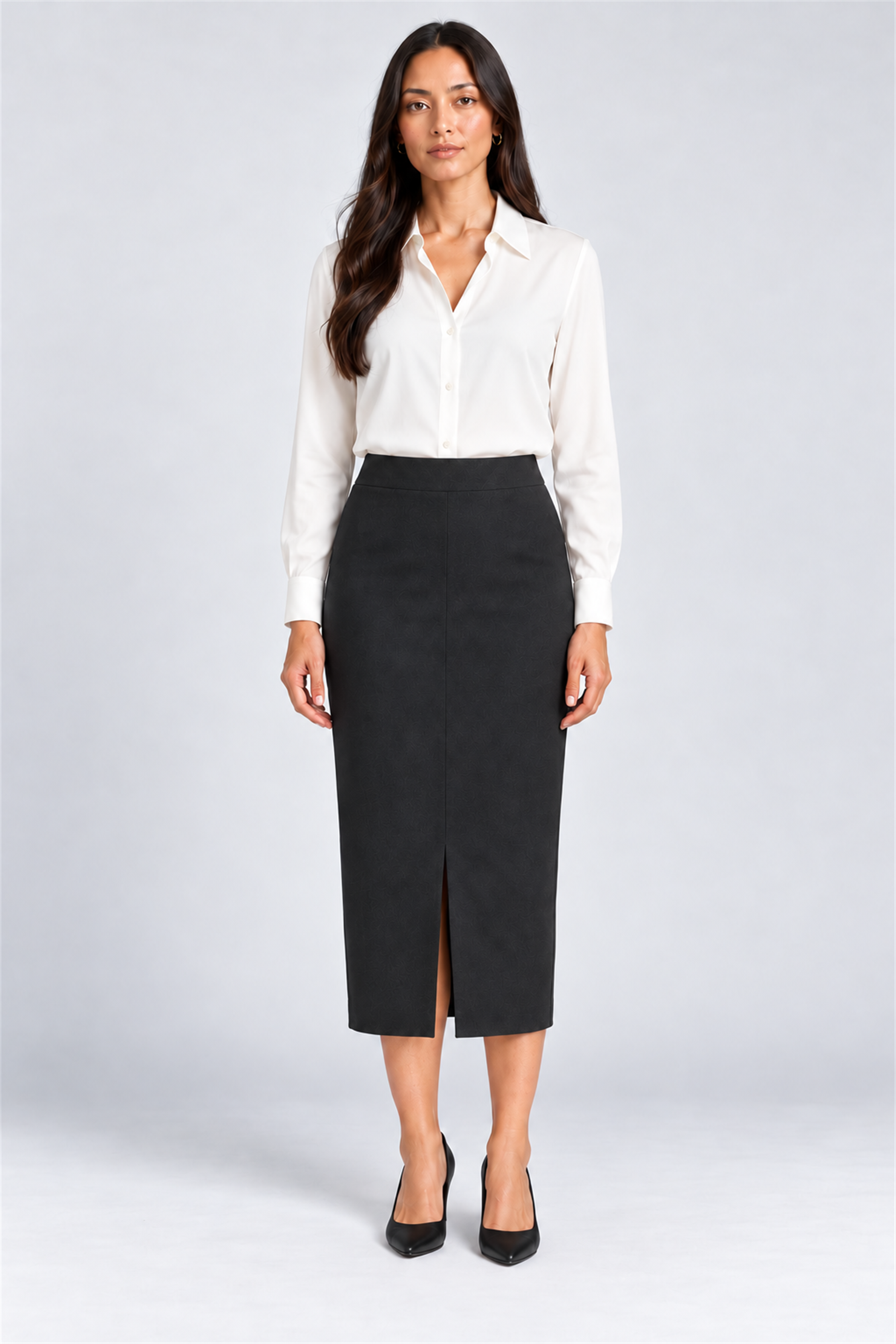 ENVOGUE Women's Formal Plain Skirt - Black