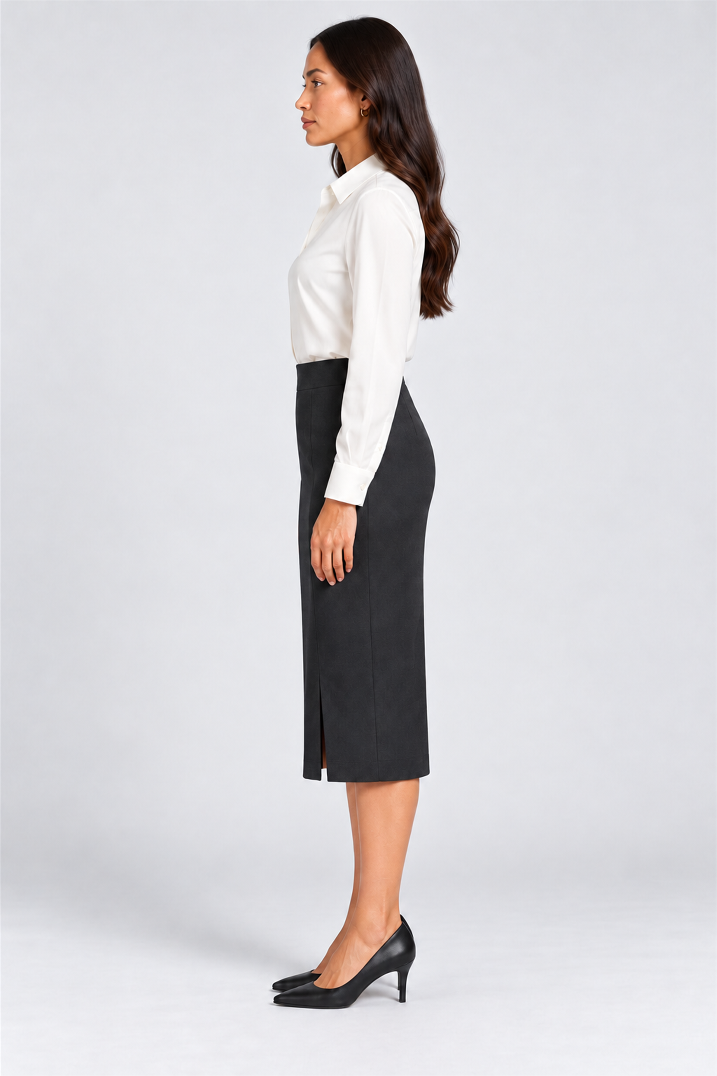 ENVOGUE Women's Formal Plain Skirt - Black