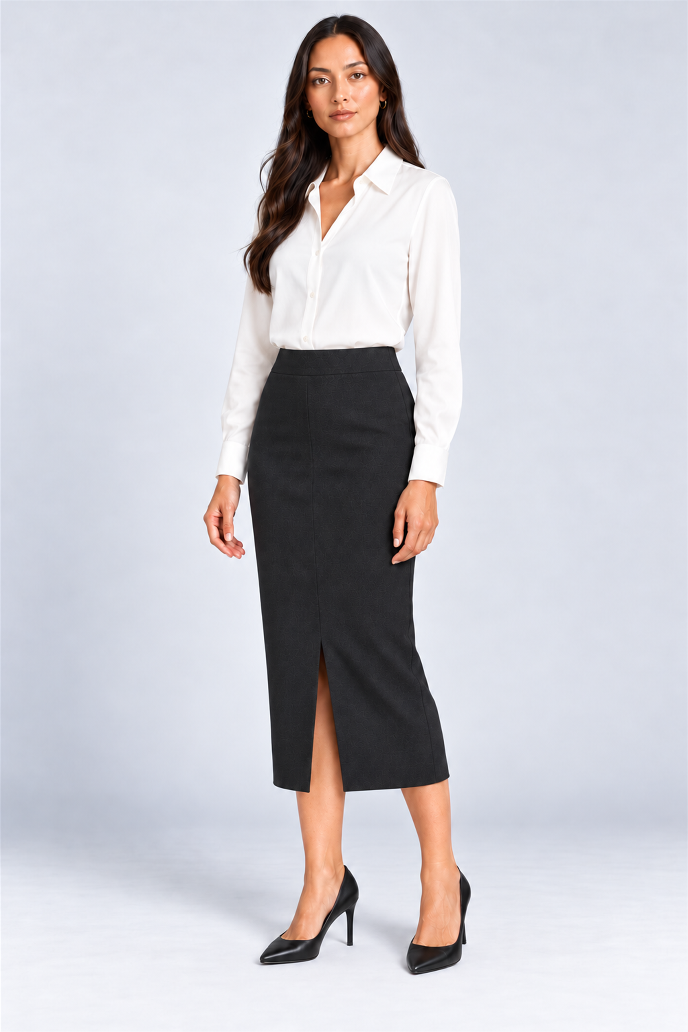 ENVOGUE Women's Formal Plain Skirt - Black