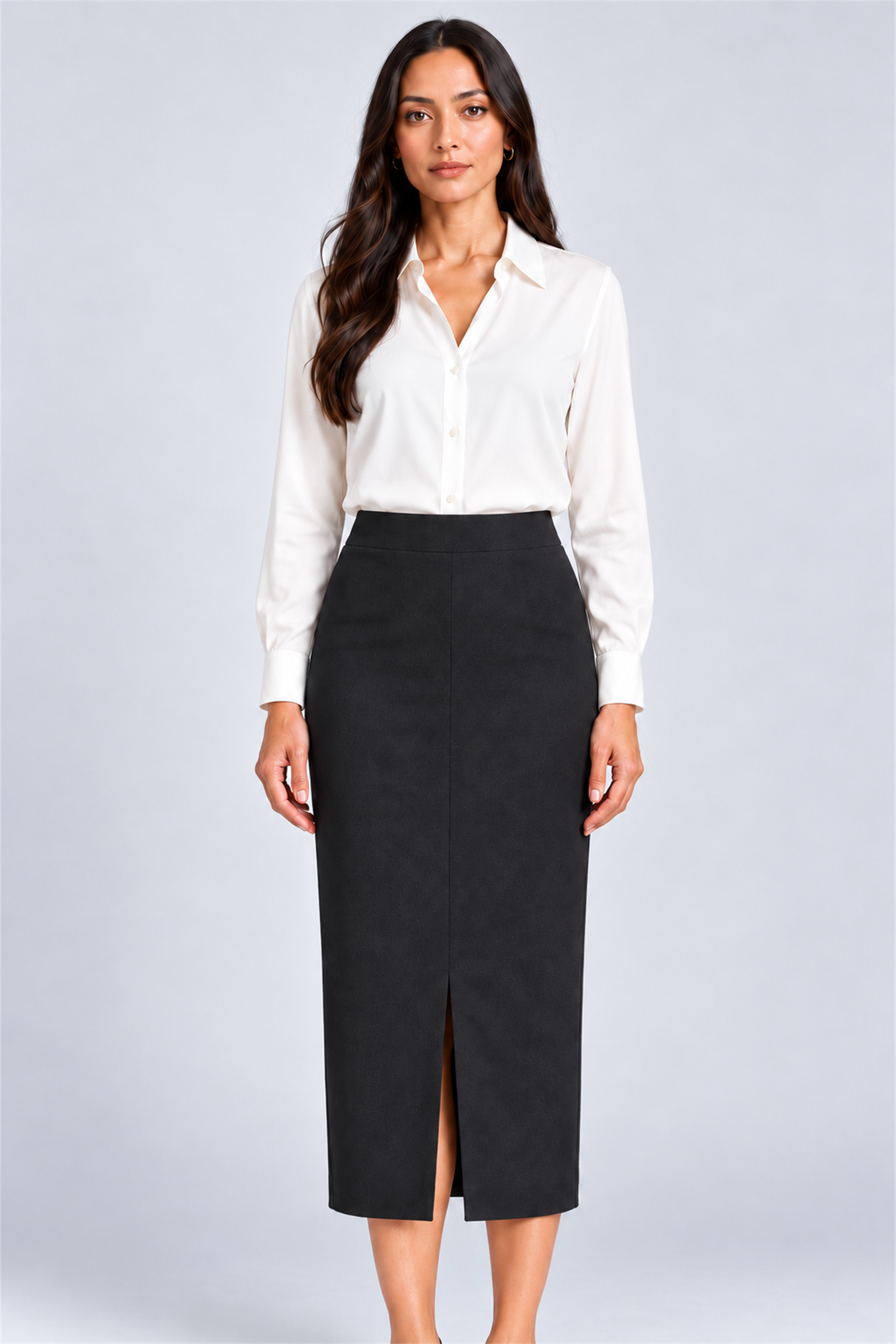 ENVOGUE Women's Formal Plain Skirt - Black