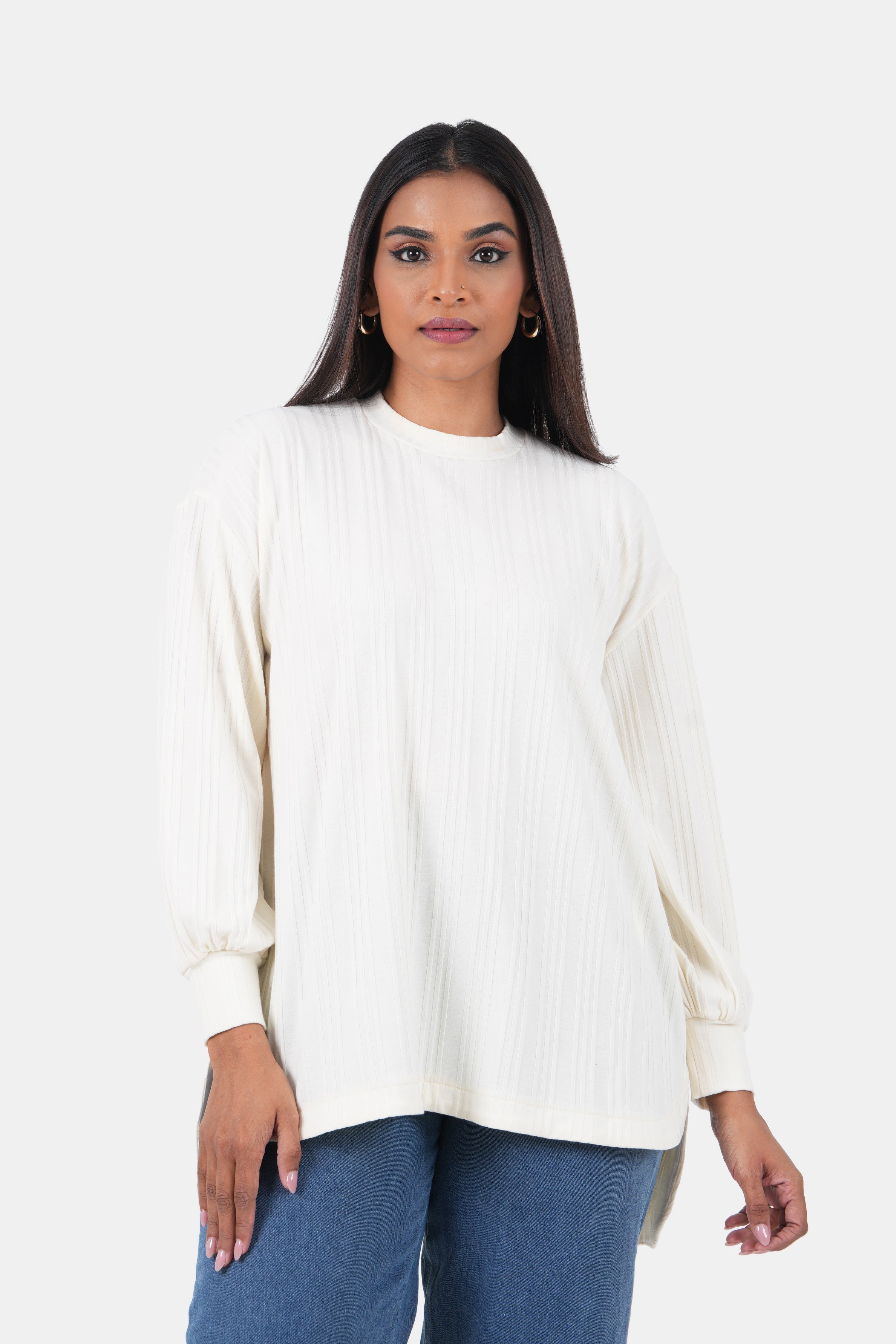 Hada SCENE Women's Luxe Street Plain Long Sleeve Top