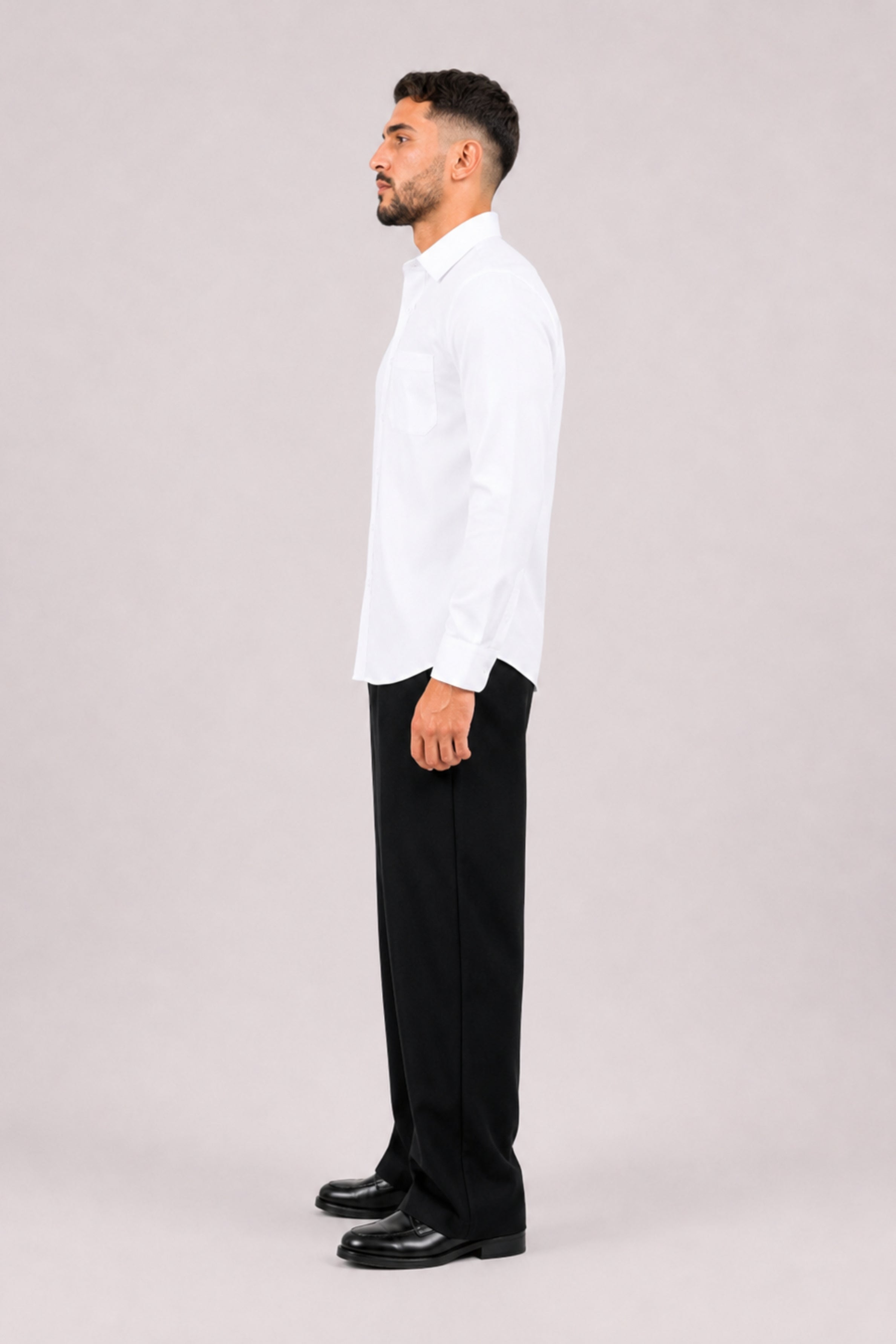 GENZ Formal Slim Fit Long Sleeve Shirt - White
