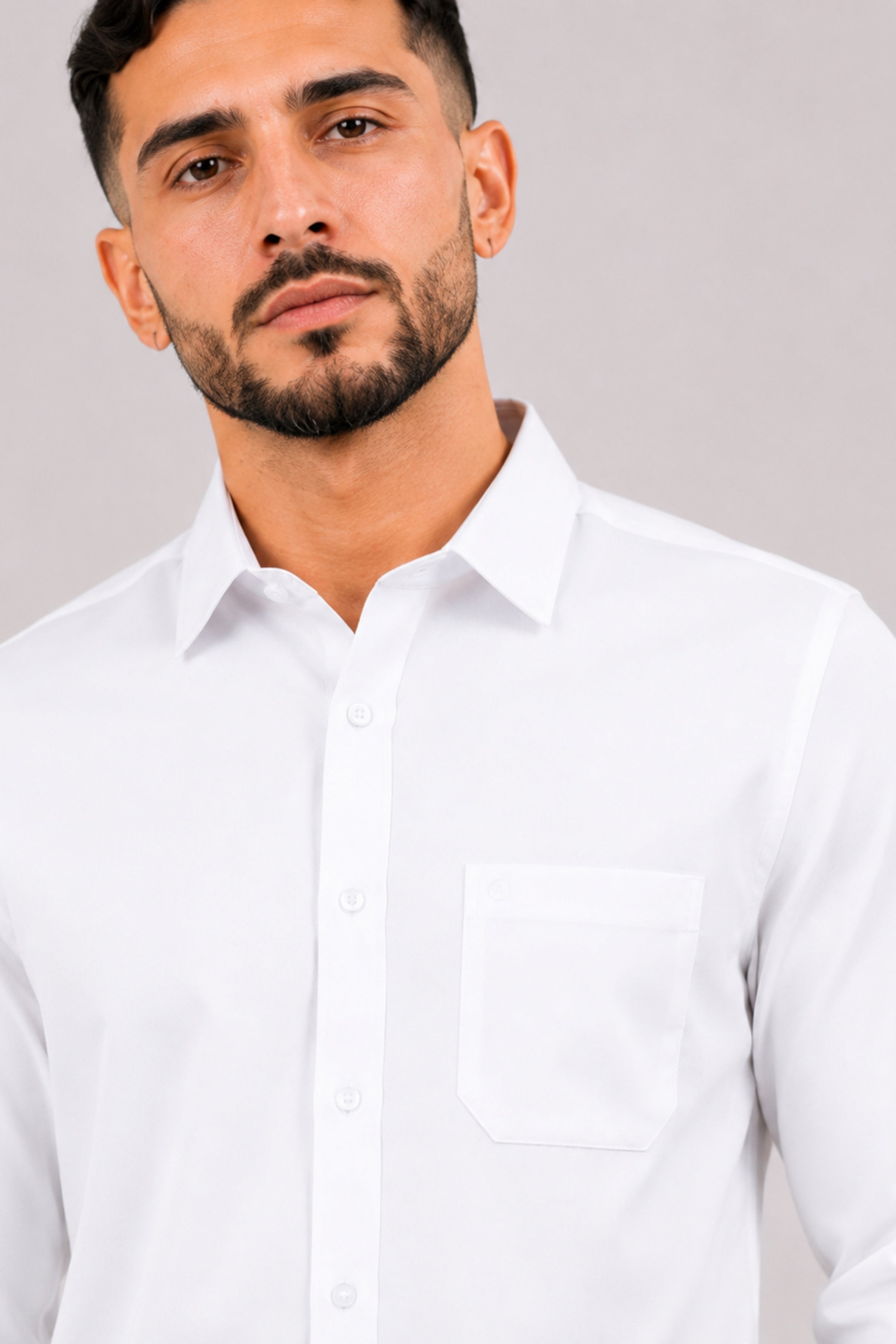 GENZ Formal Slim Fit Long Sleeve Shirt - White