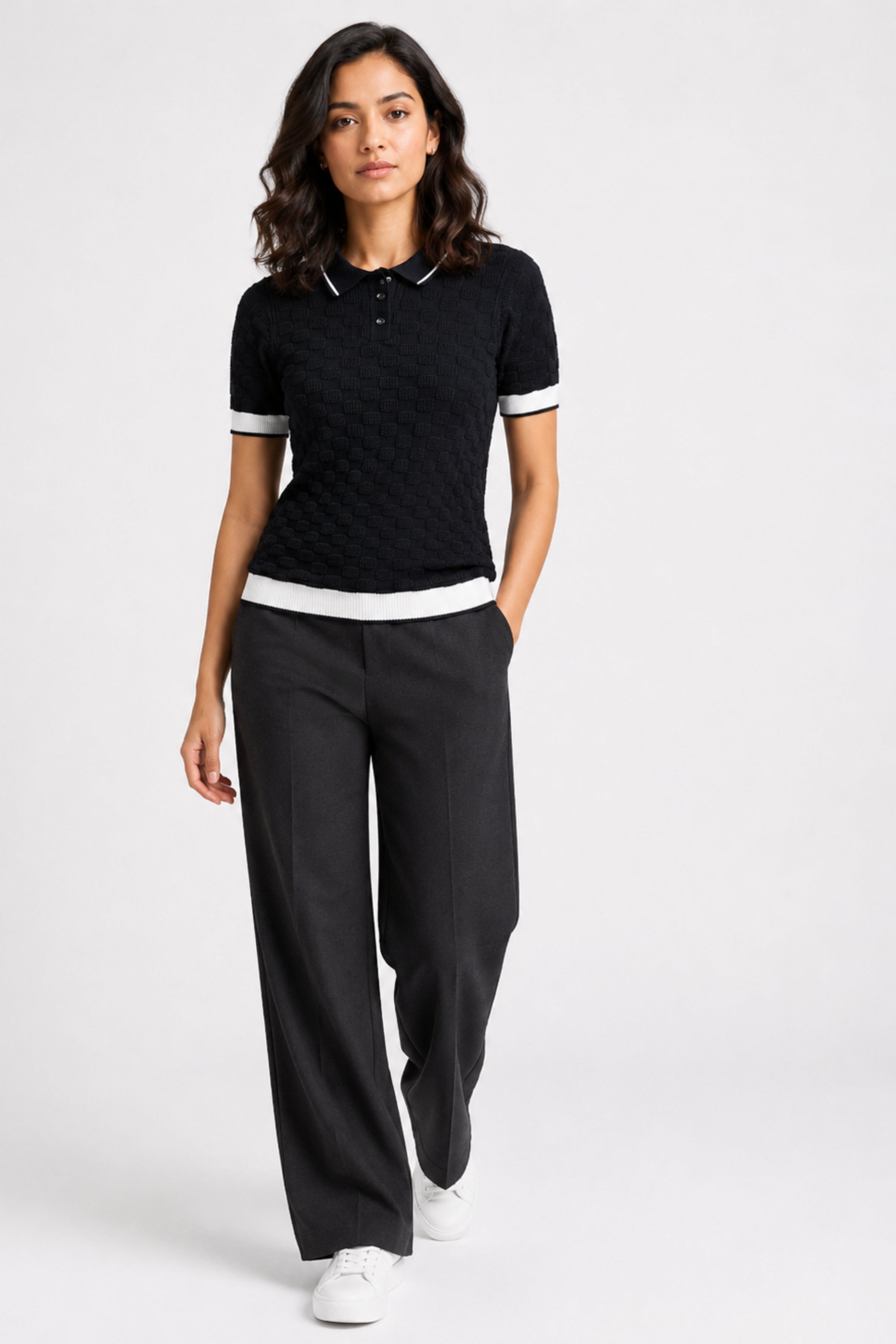MODANO Women's Short Sleeve Polo Tees - Black
