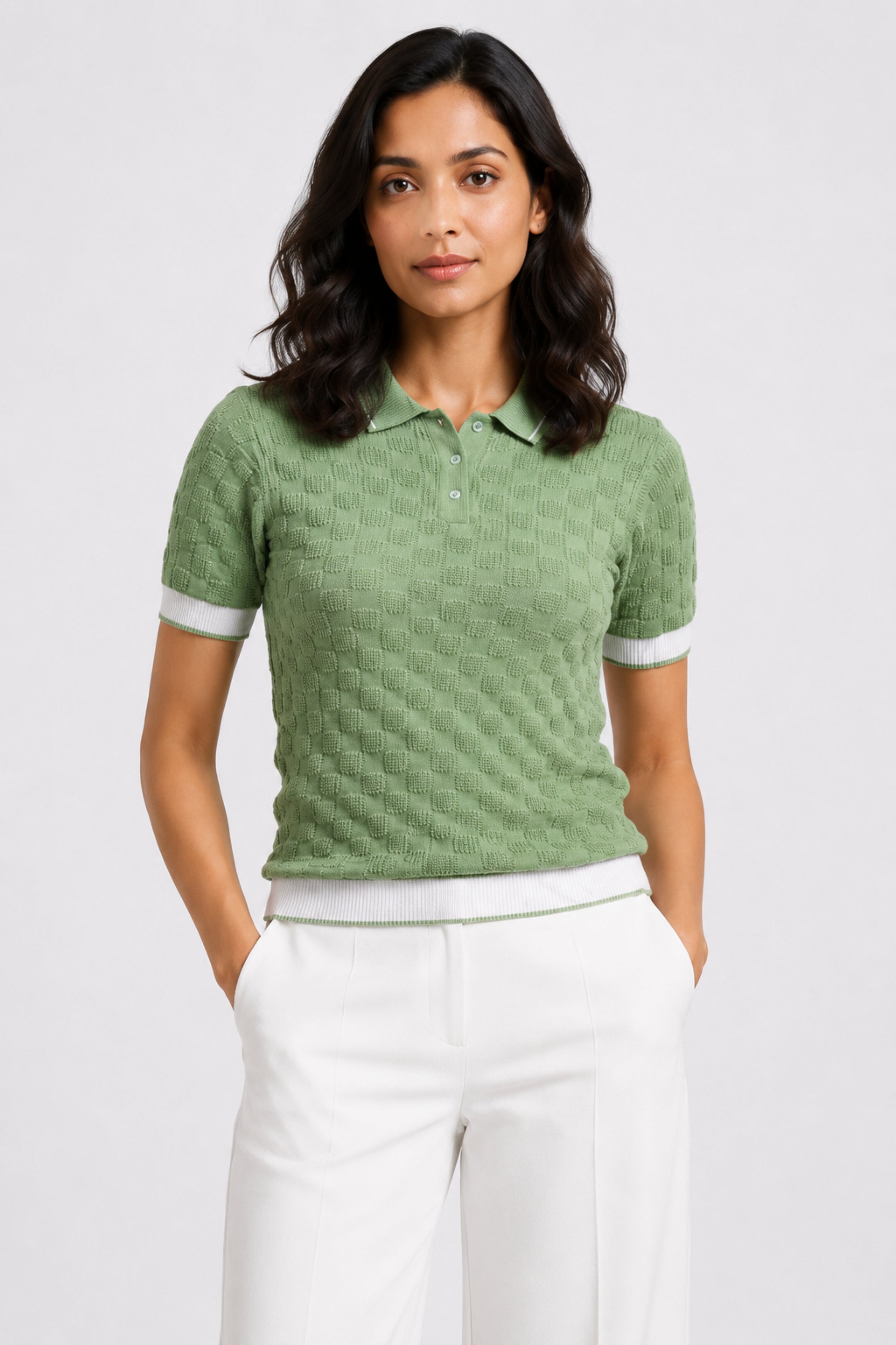 MODANO Women's Short Sleeve Polo Tees - Olive