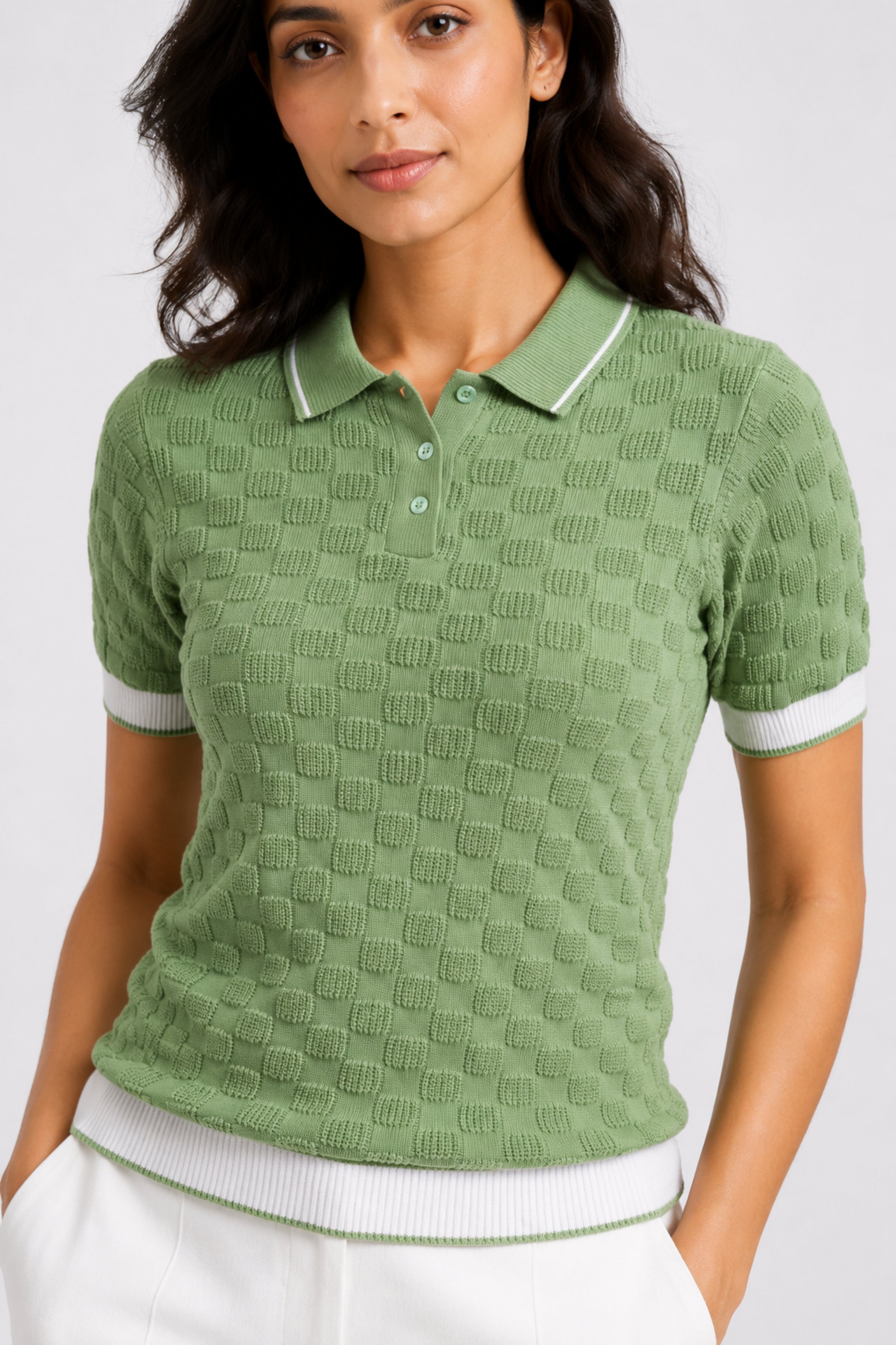 MODANO Women's Short Sleeve Polo Tees - Olive
