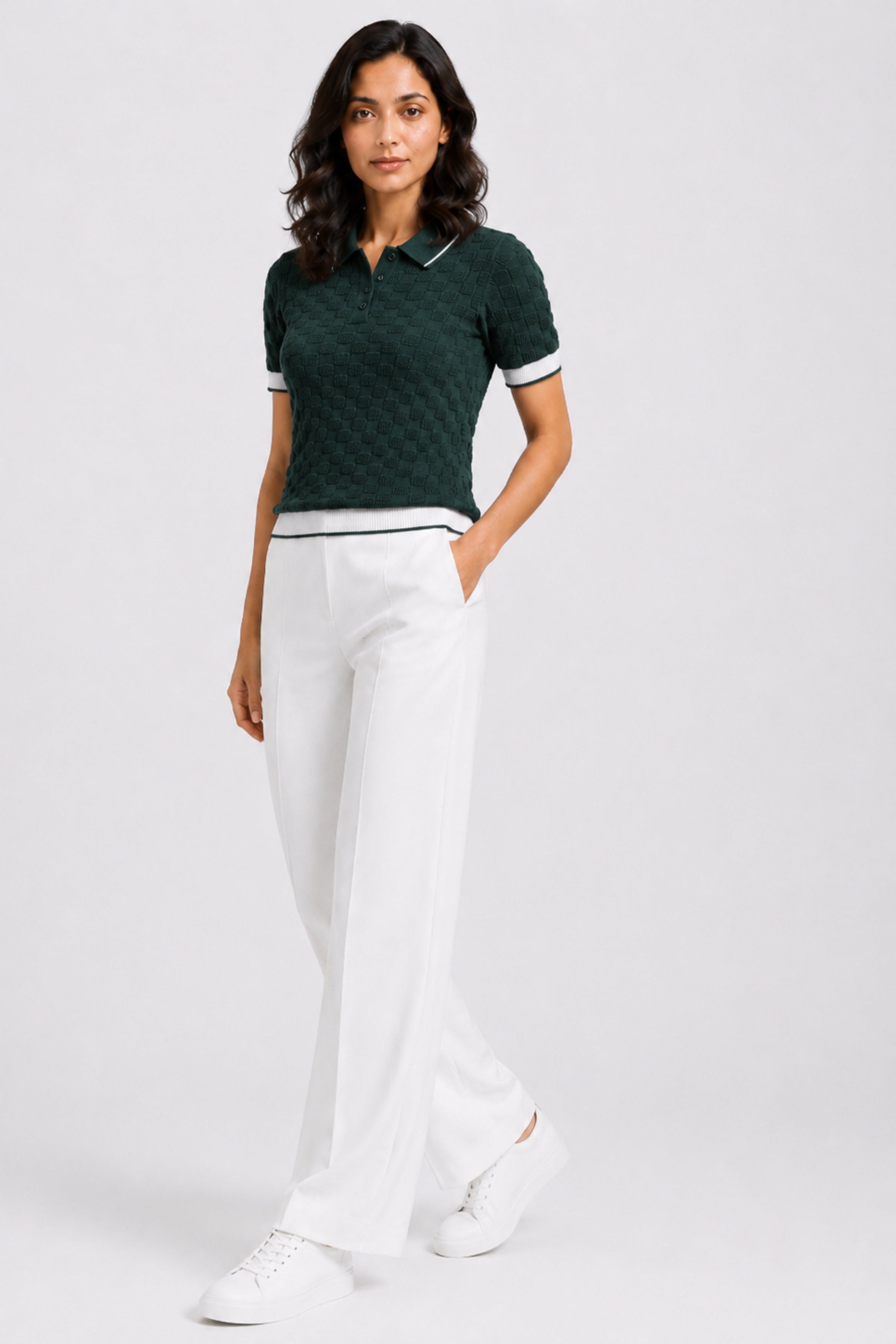 MODANO Women's Short Sleeve Polo Tees - Dark Green