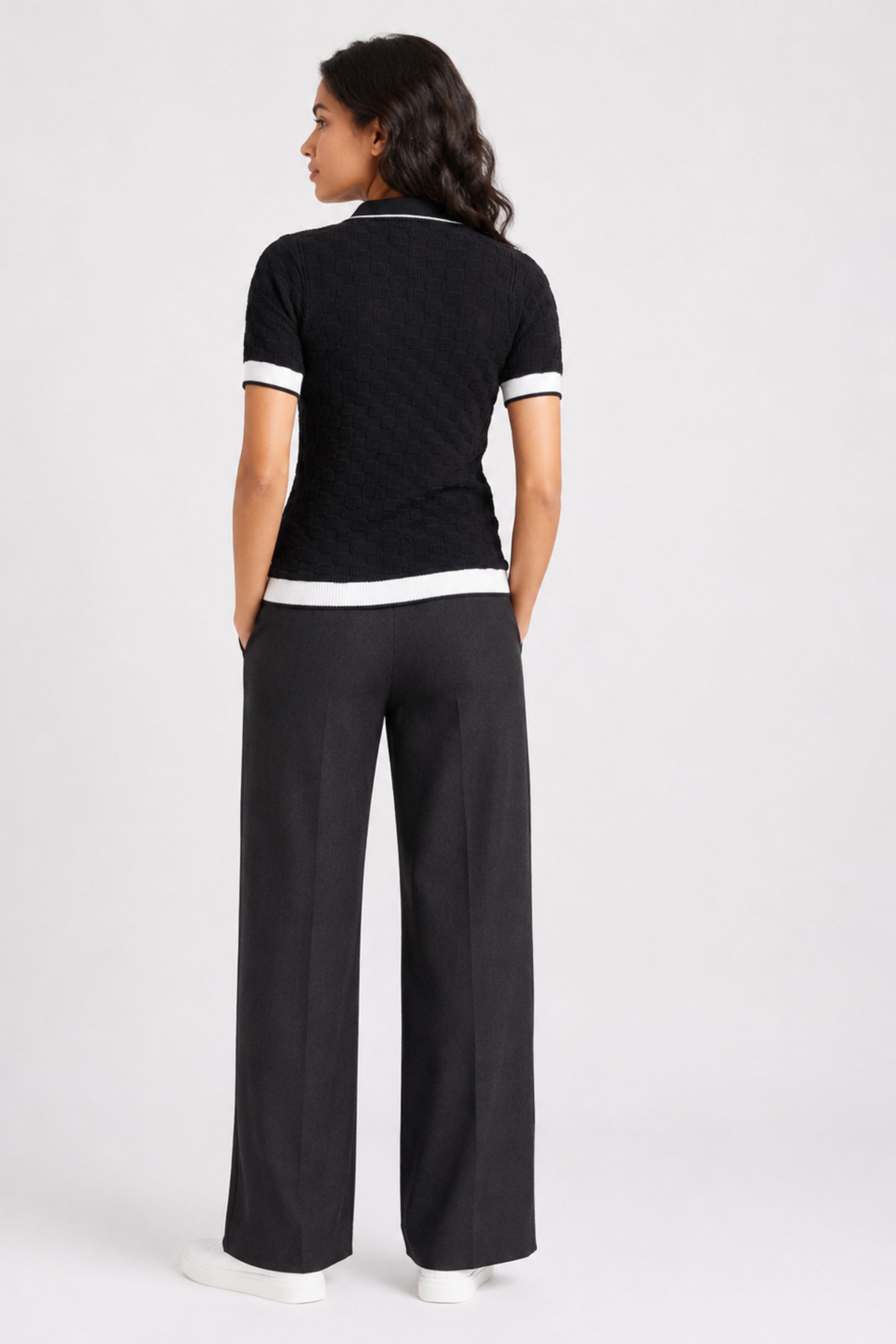MODANO Women's Short Sleeve Polo Tees - Black