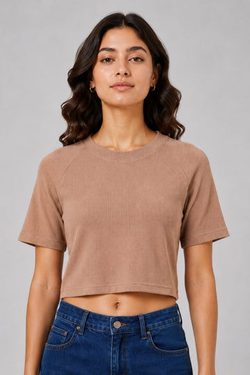 MODANO Casual Crop Top - Beige