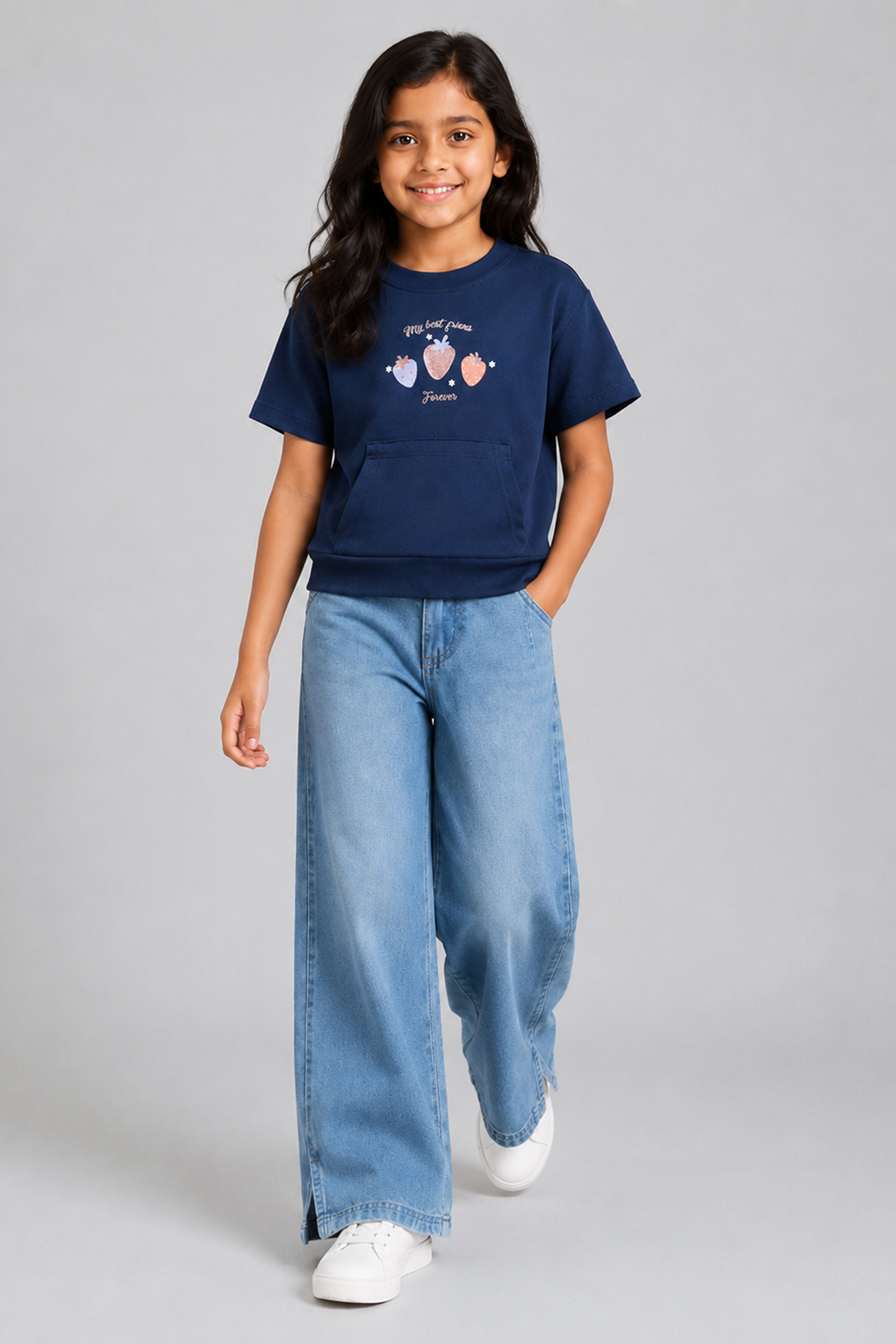 LITTLE MODANO Kids' Navy Tee