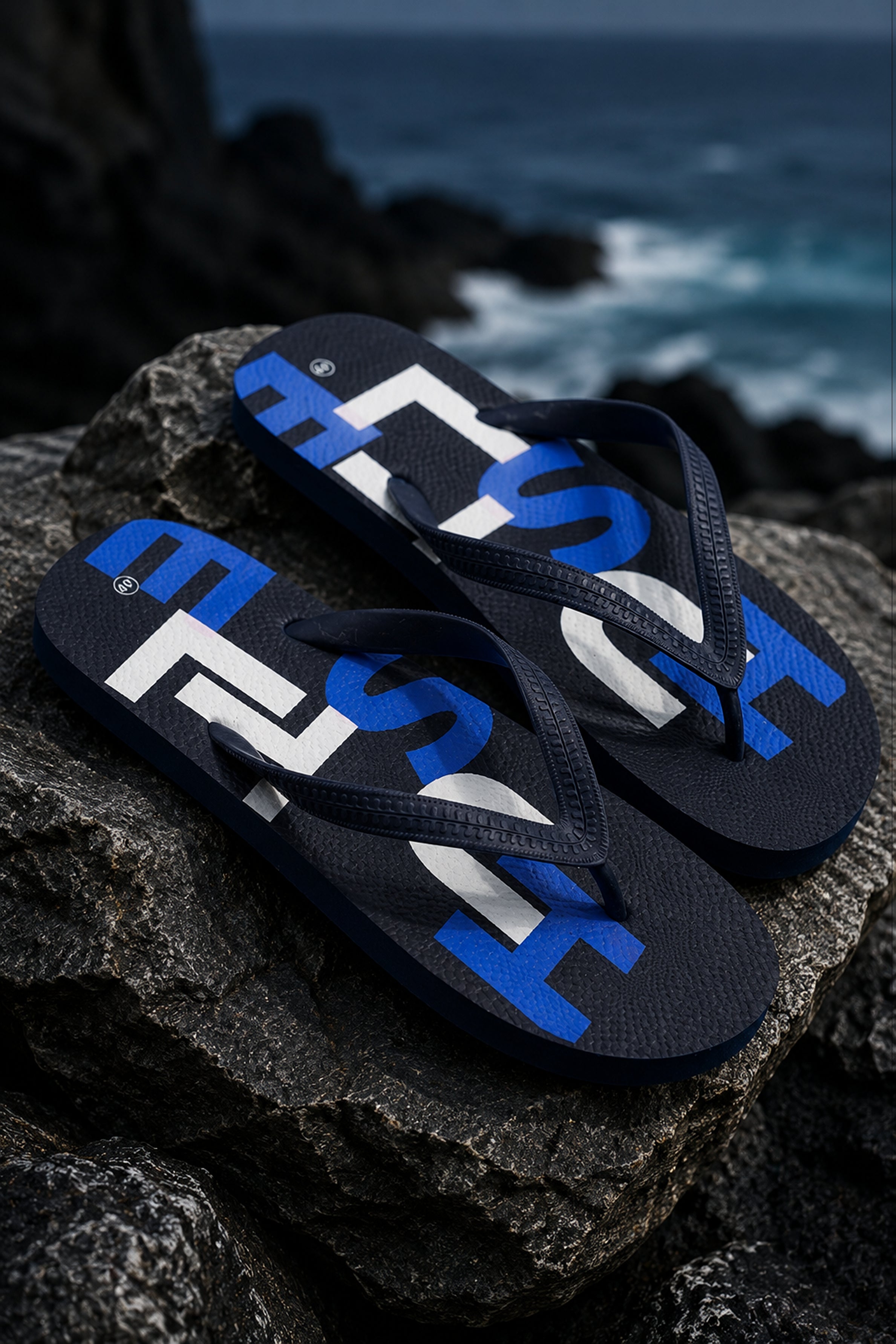 HUSTLE Men's Navy Flip Flops