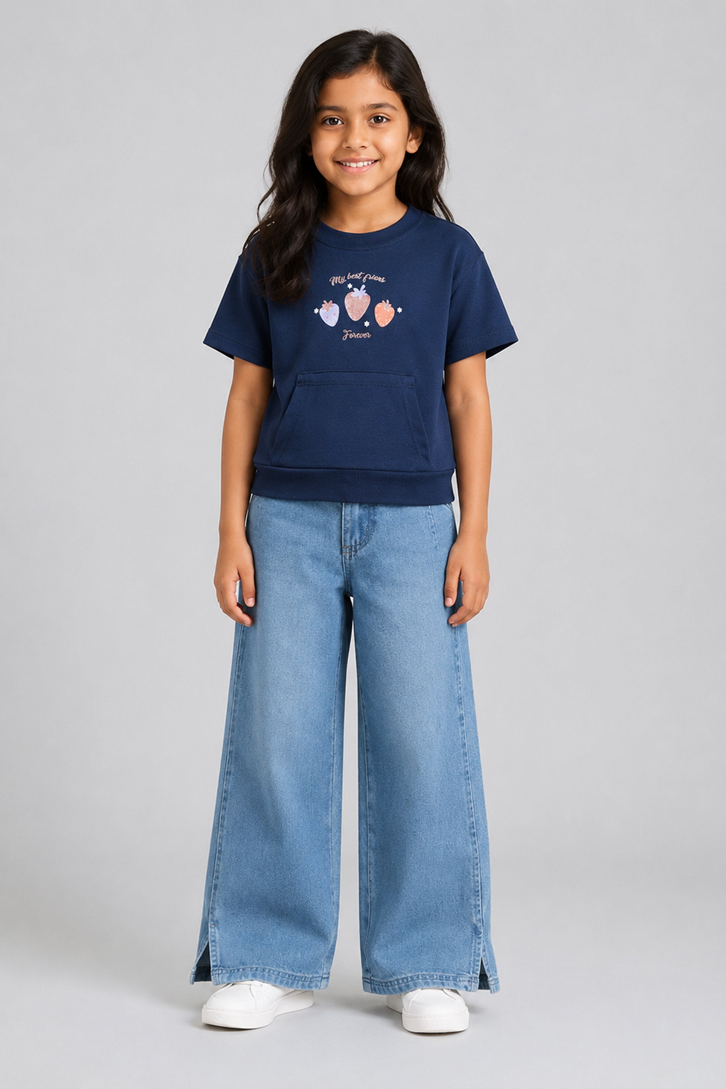 LITTLE MODANO Kids' Navy Tee