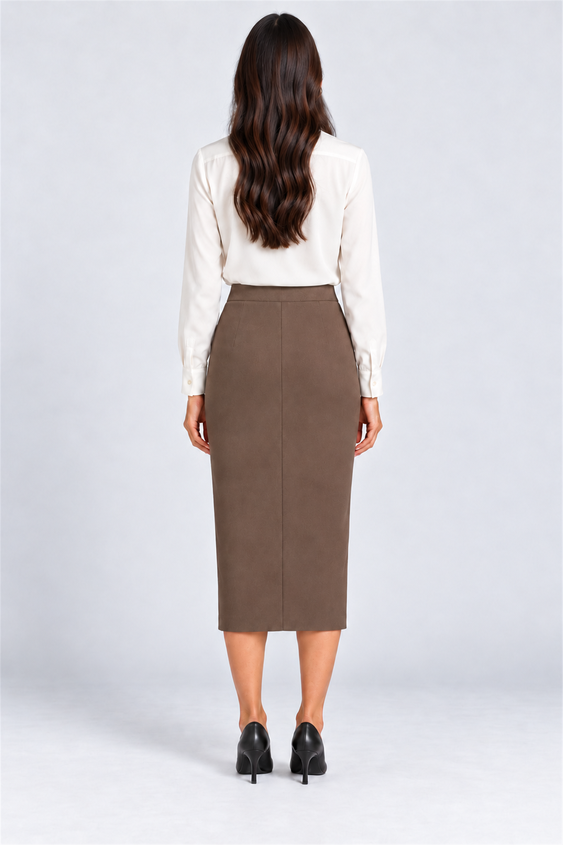 ENVOGUE Women's Formal Plain Skirt - Light Brown