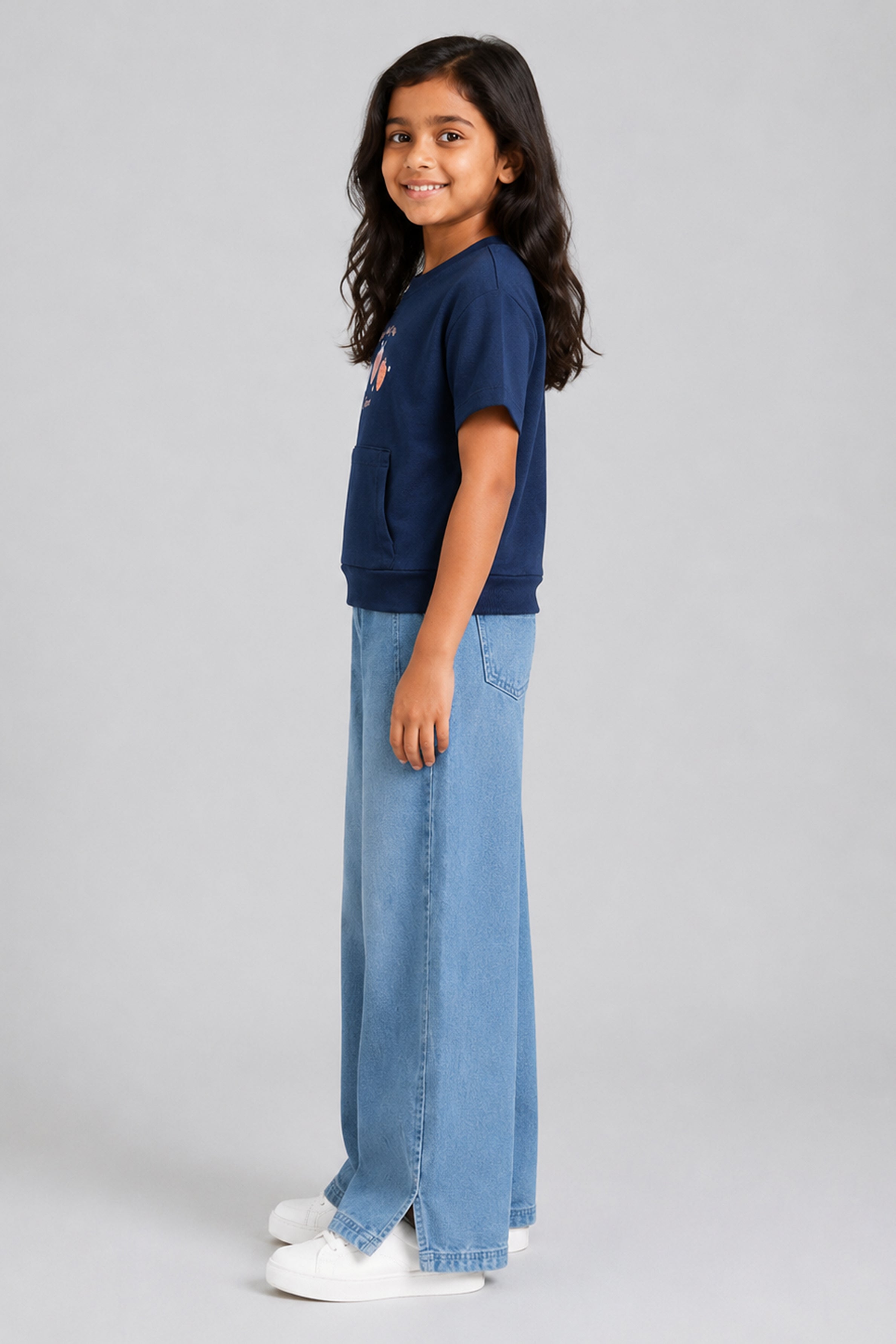 LITTLE MODANO Kids' Navy Tee