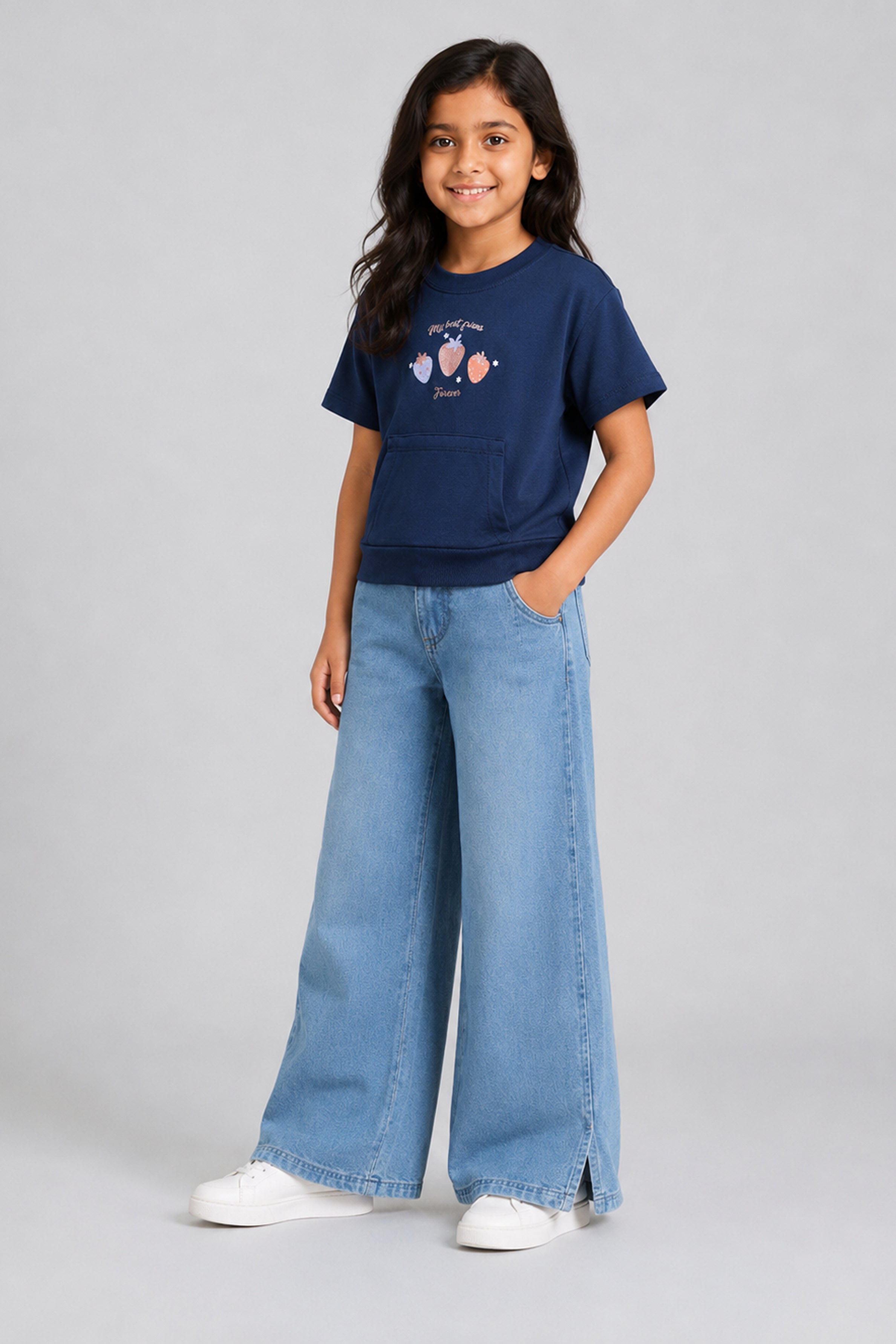 LITTLE MODANO Kids' Navy Tee