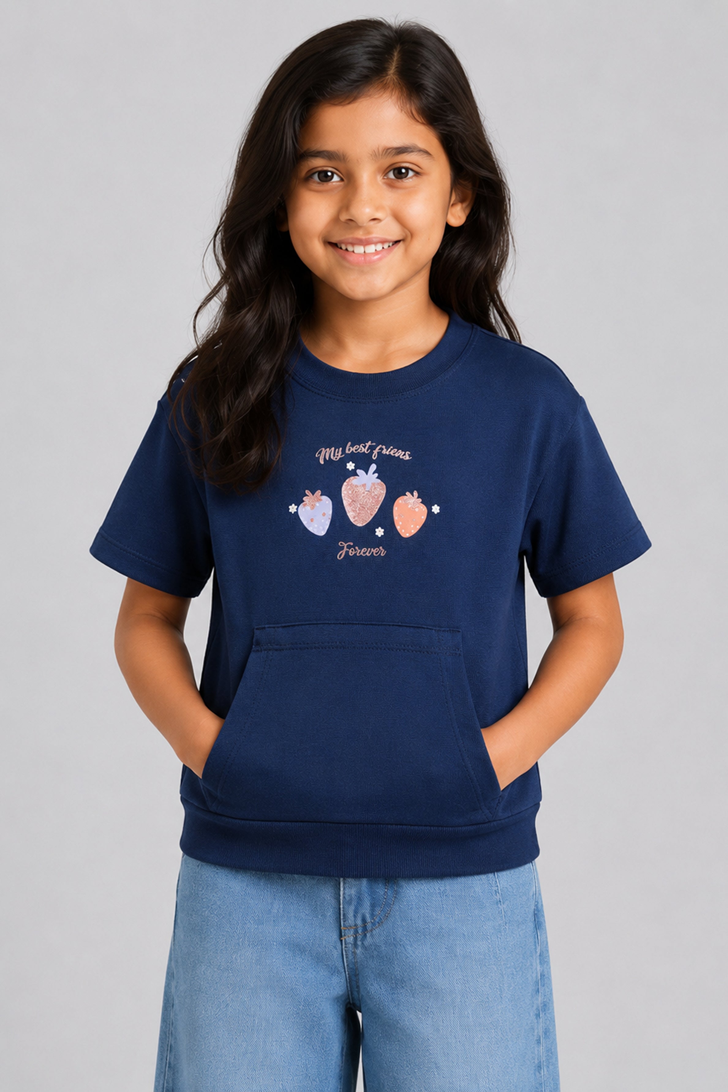 LITTLE MODANO Kids' Navy Tee