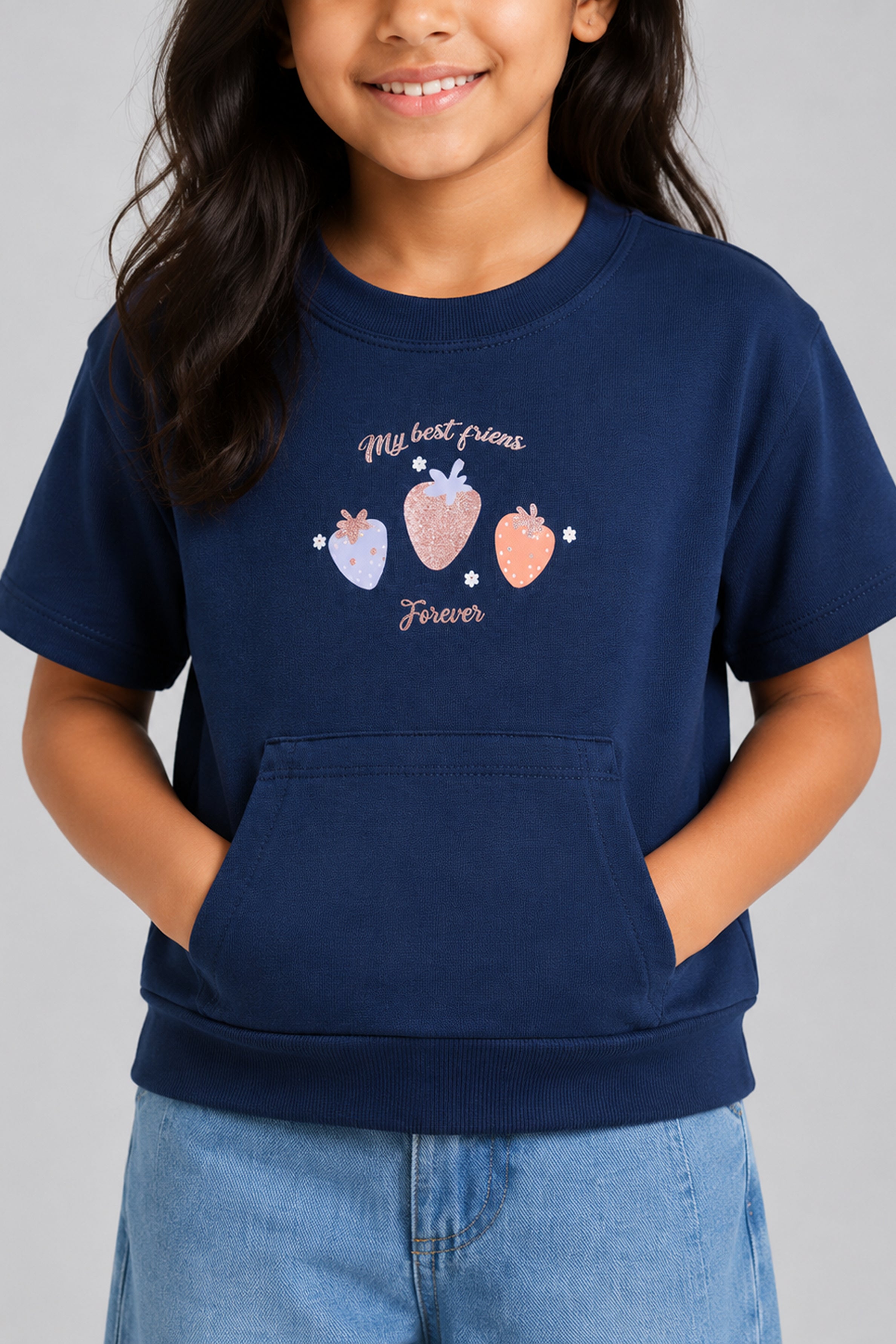 LITTLE MODANO Kids' Navy Tee