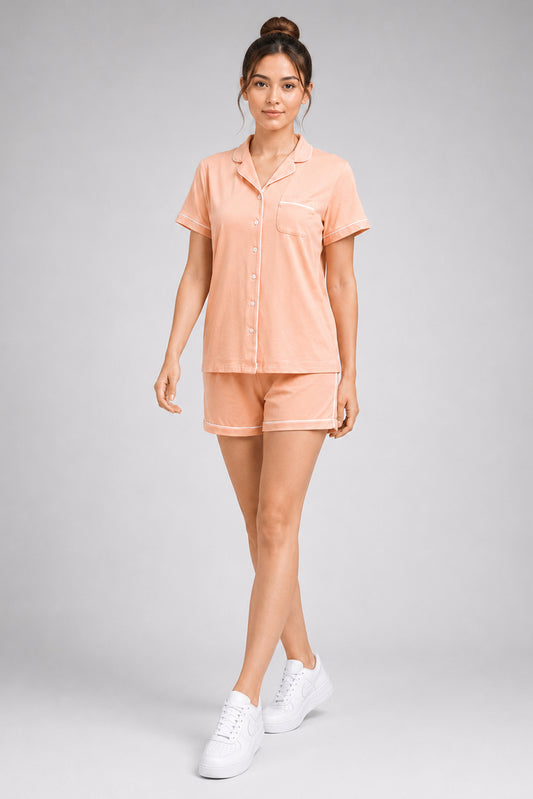 YAWN Women's Orange Pyjama Set