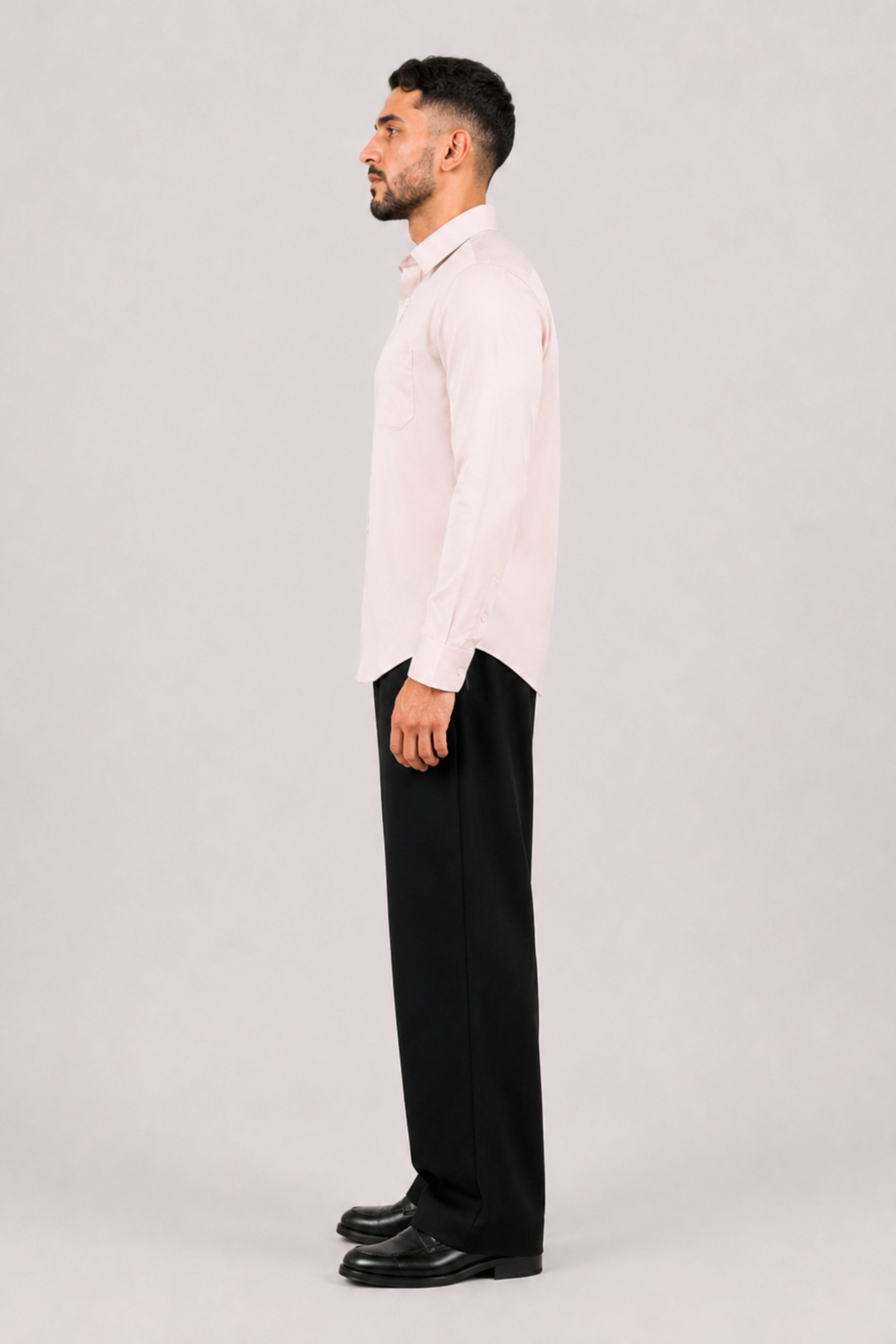 GENZ Formal Slim Fit Long Sleeve Shirt - Dark Ivory
