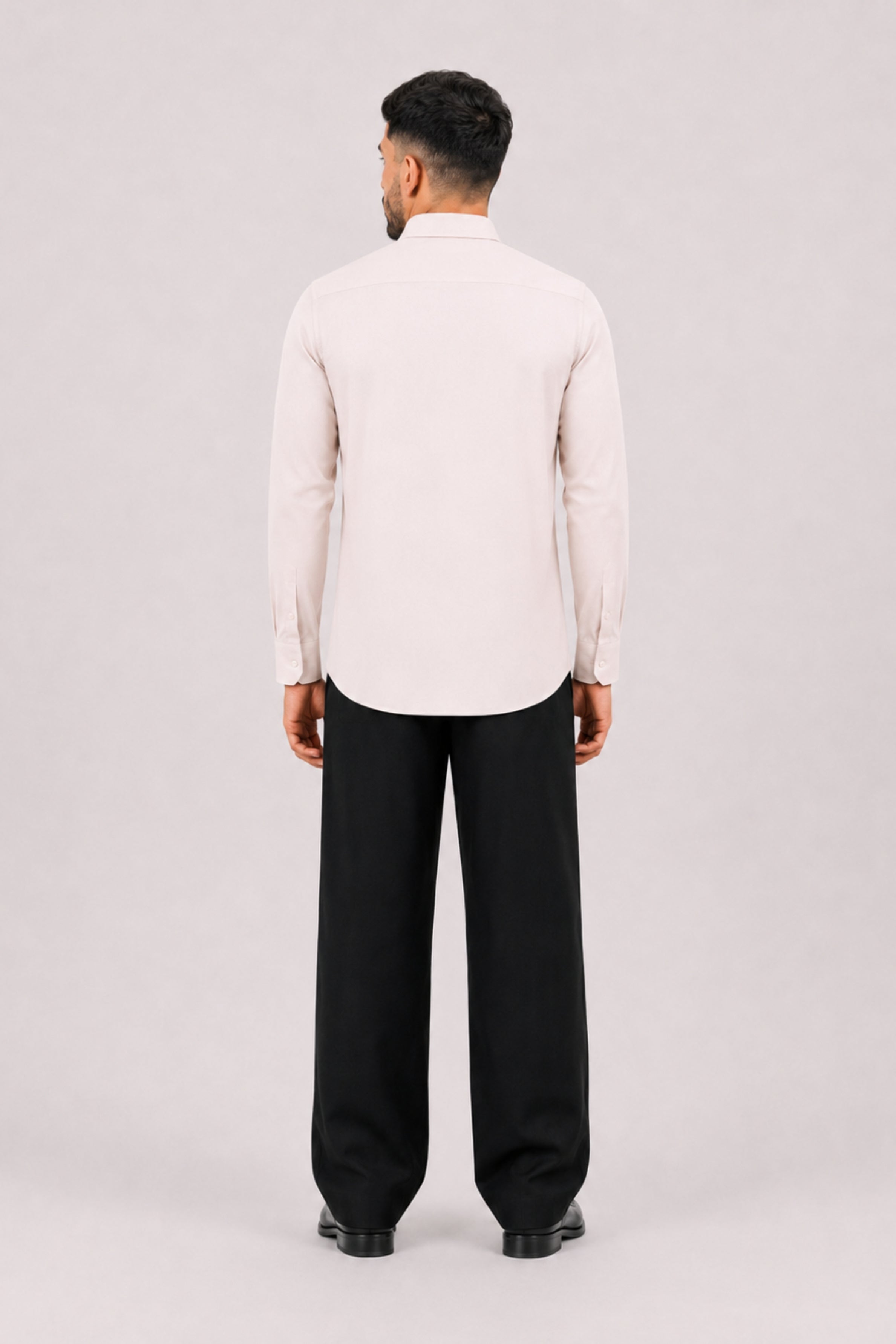 GENZ Formal Slim Fit Long Sleeve Shirt - Dark Ivory