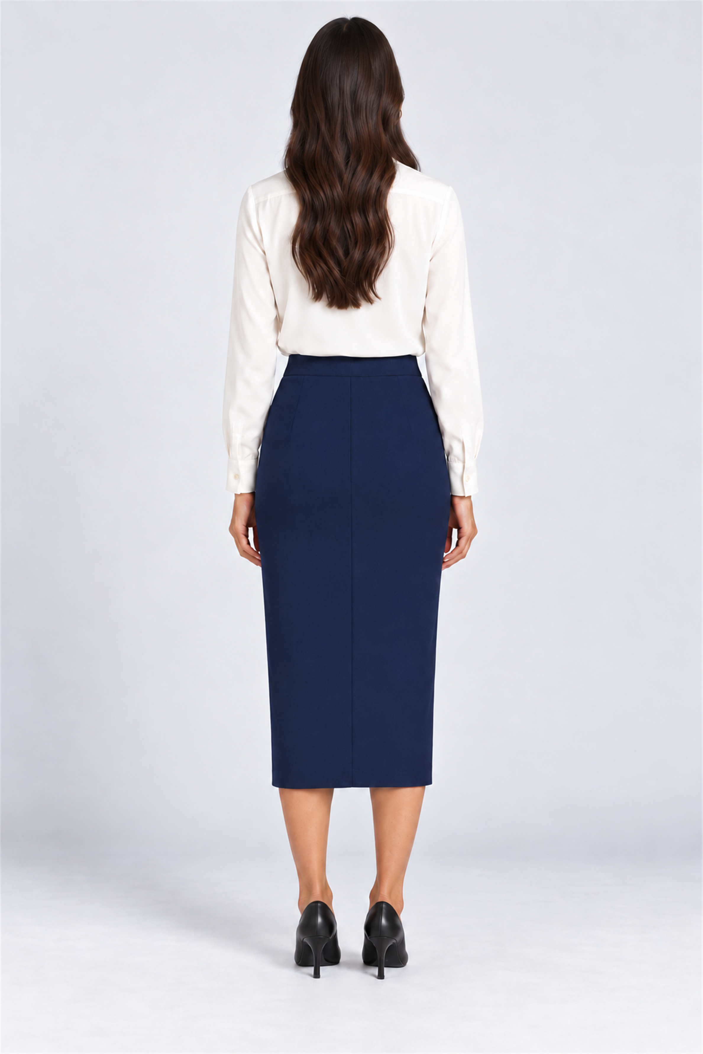 ENVOGUE Women's Formal Plain Skirt - Navy