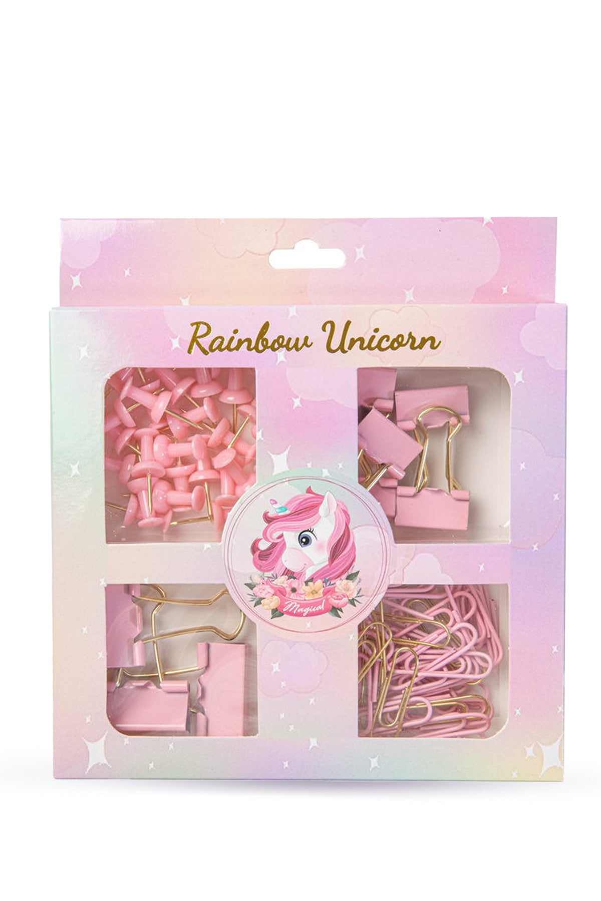 Unicorn four-compartment clip & pin set