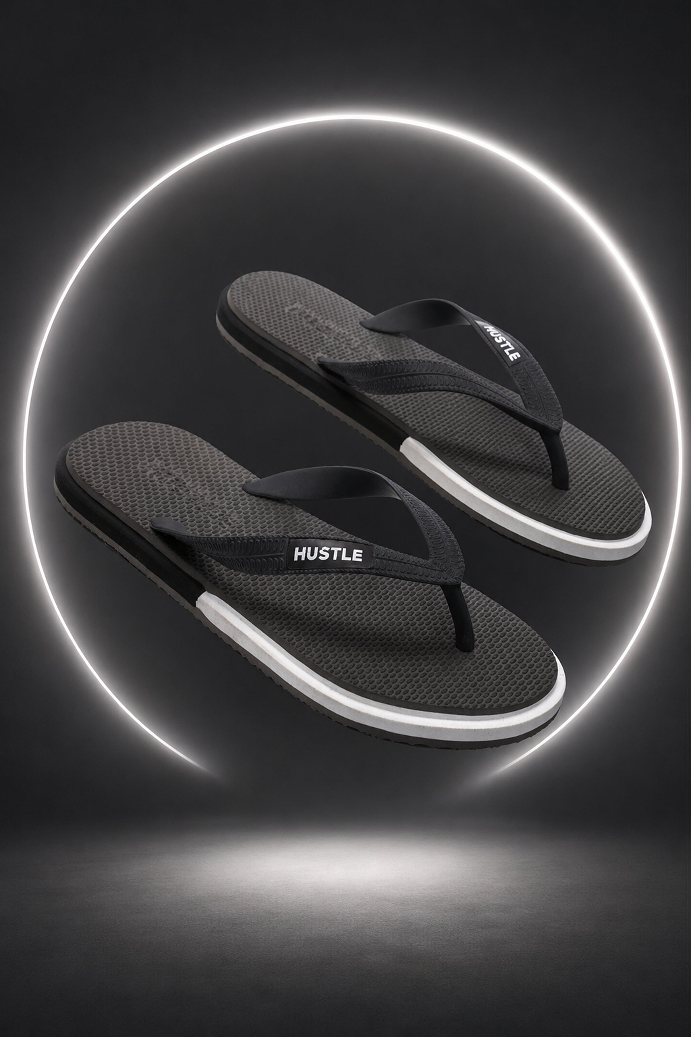 HUSTLE Men's Black Flip Flops