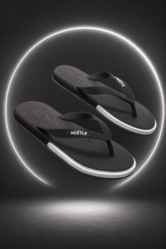 HUSTLE Men's Black Flip Flops