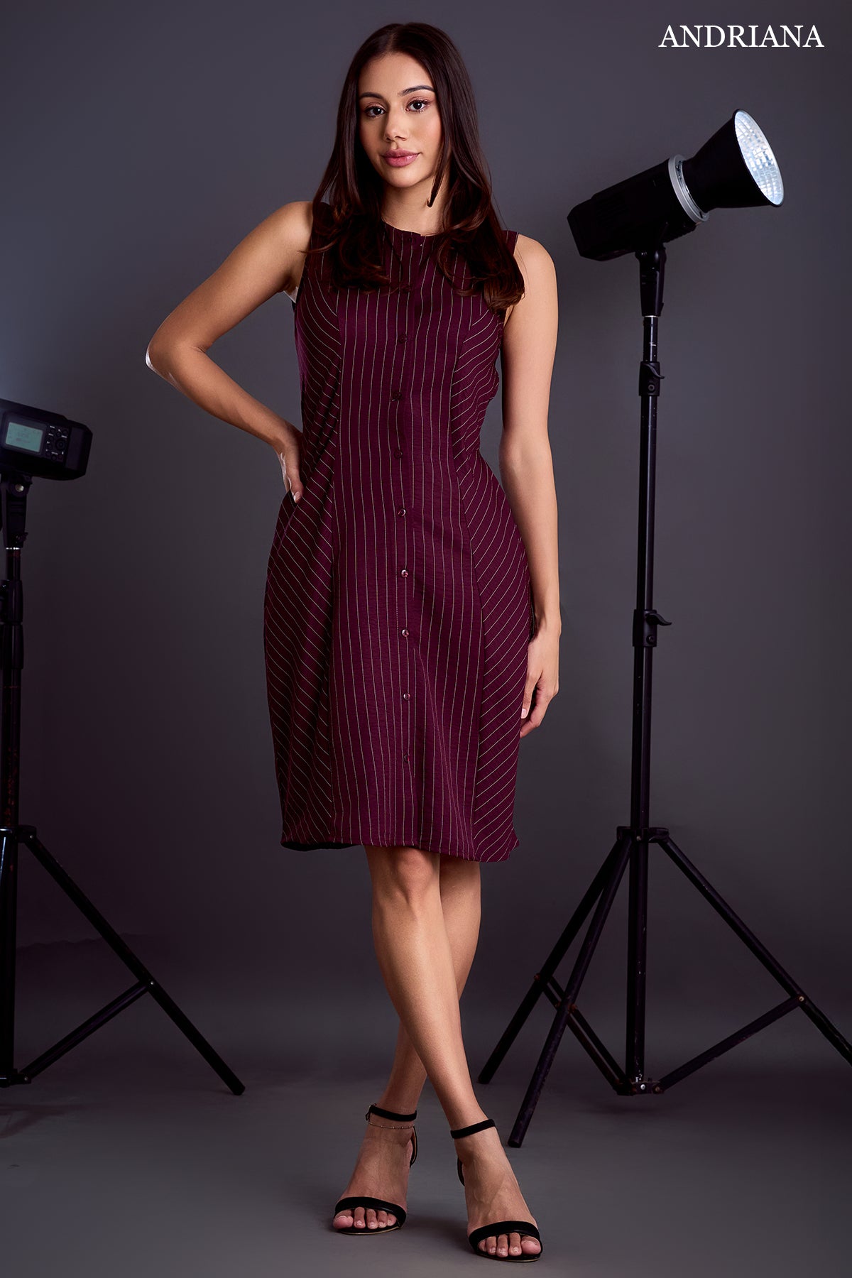 ANDRIANA Women's Striped Formal Dress